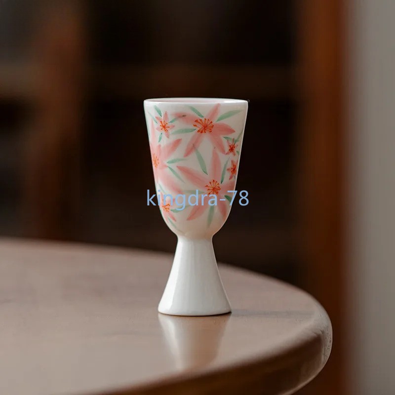 25ml White Porcelain Hand-painted High Footed Cup Zen Tea-tasting Cup Master Cup