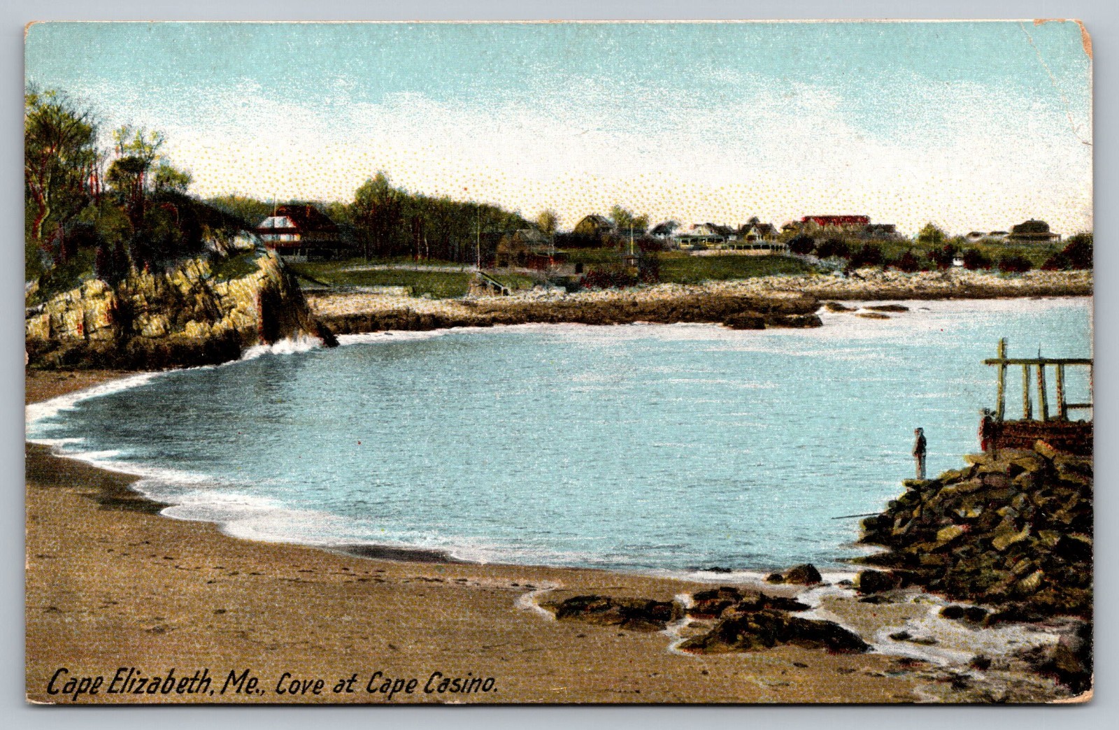 c1901 Cape Elizabeth Maine Cove At Cape Casino Beach Vintage Postcard
