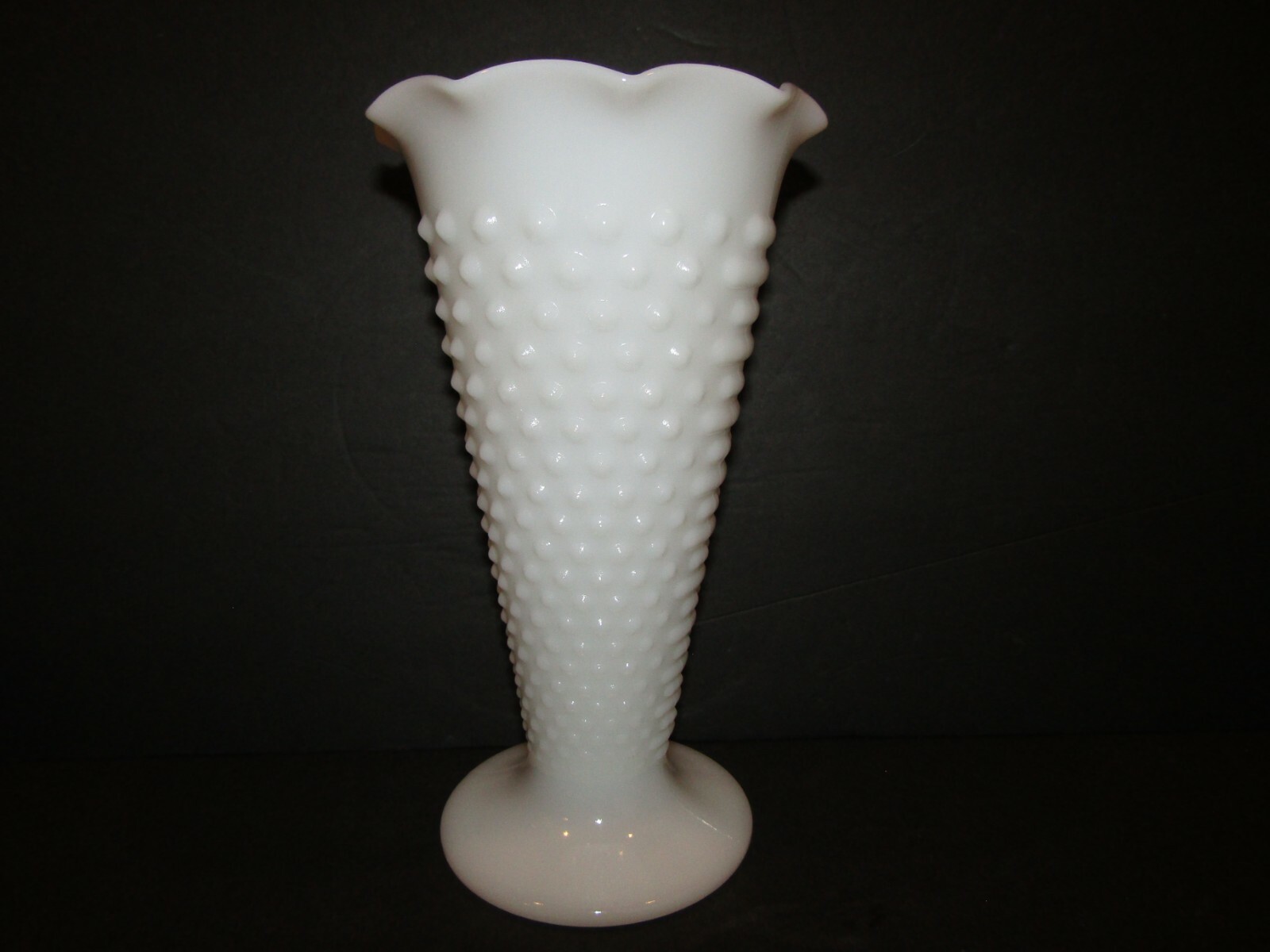 White Milk Glass HOBNAIL VASE 9.5\