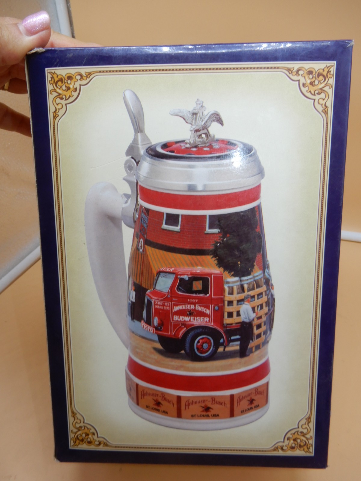 ANHEUSER-BUSCH Budweiser Early Delivery Days 1934 FLATBED TRUCK STEIN in BOX #12