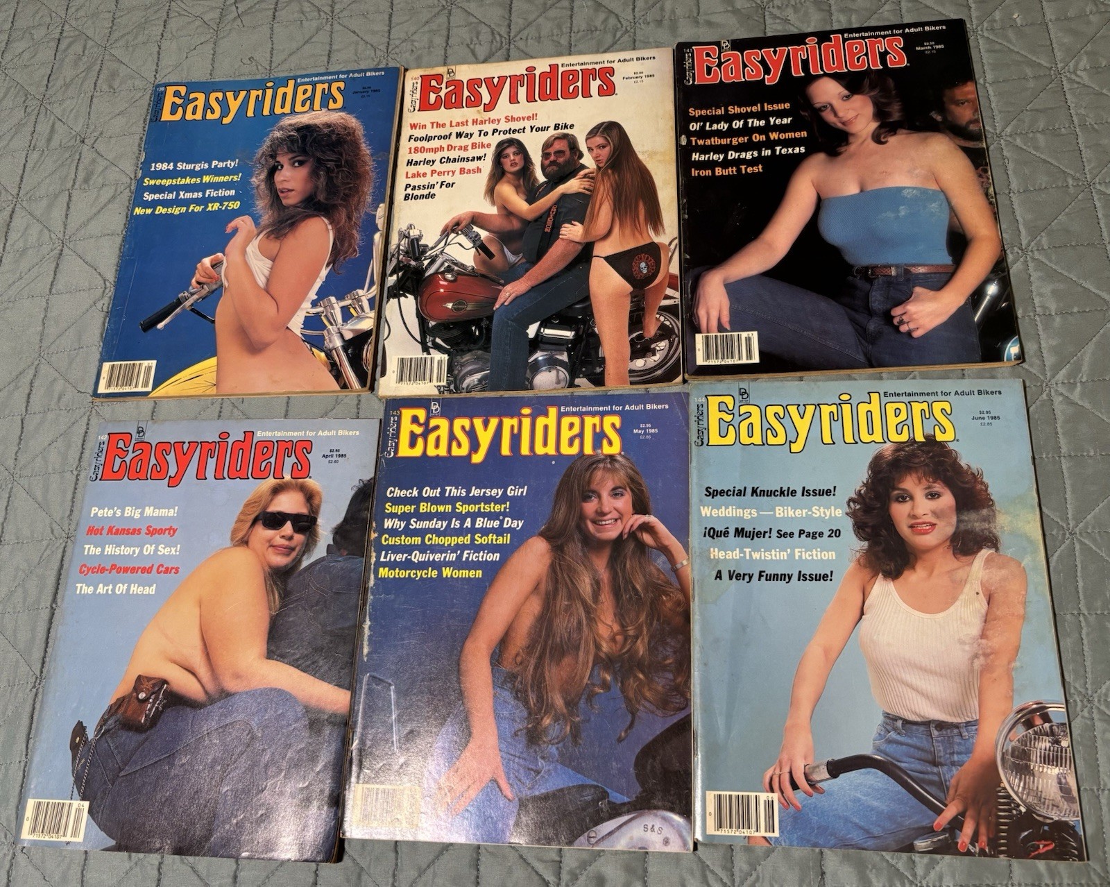 Lot Of 6 Vintage Easyriders Magazine 1985 W/ David Mann Centerfold JAN THRU JUNE