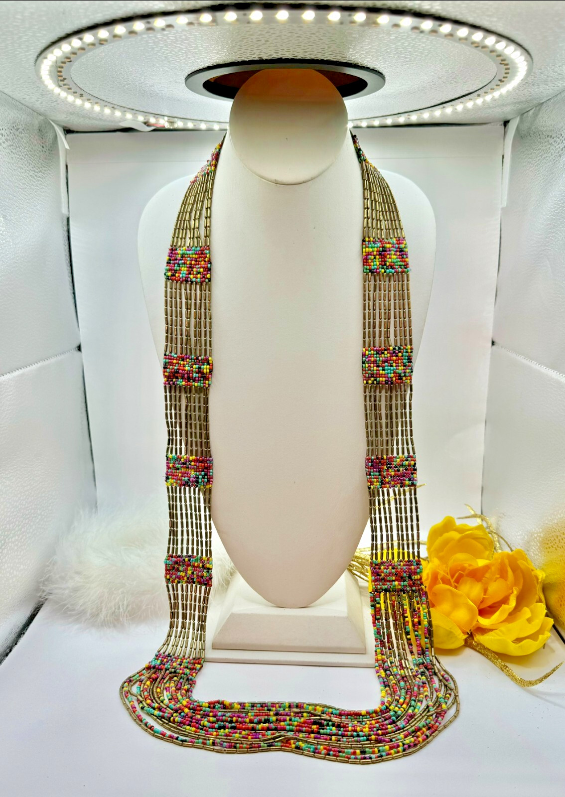 Vtg Estate Gorgeous Native American 10 Strand Handcrafted Beaded Necklace*