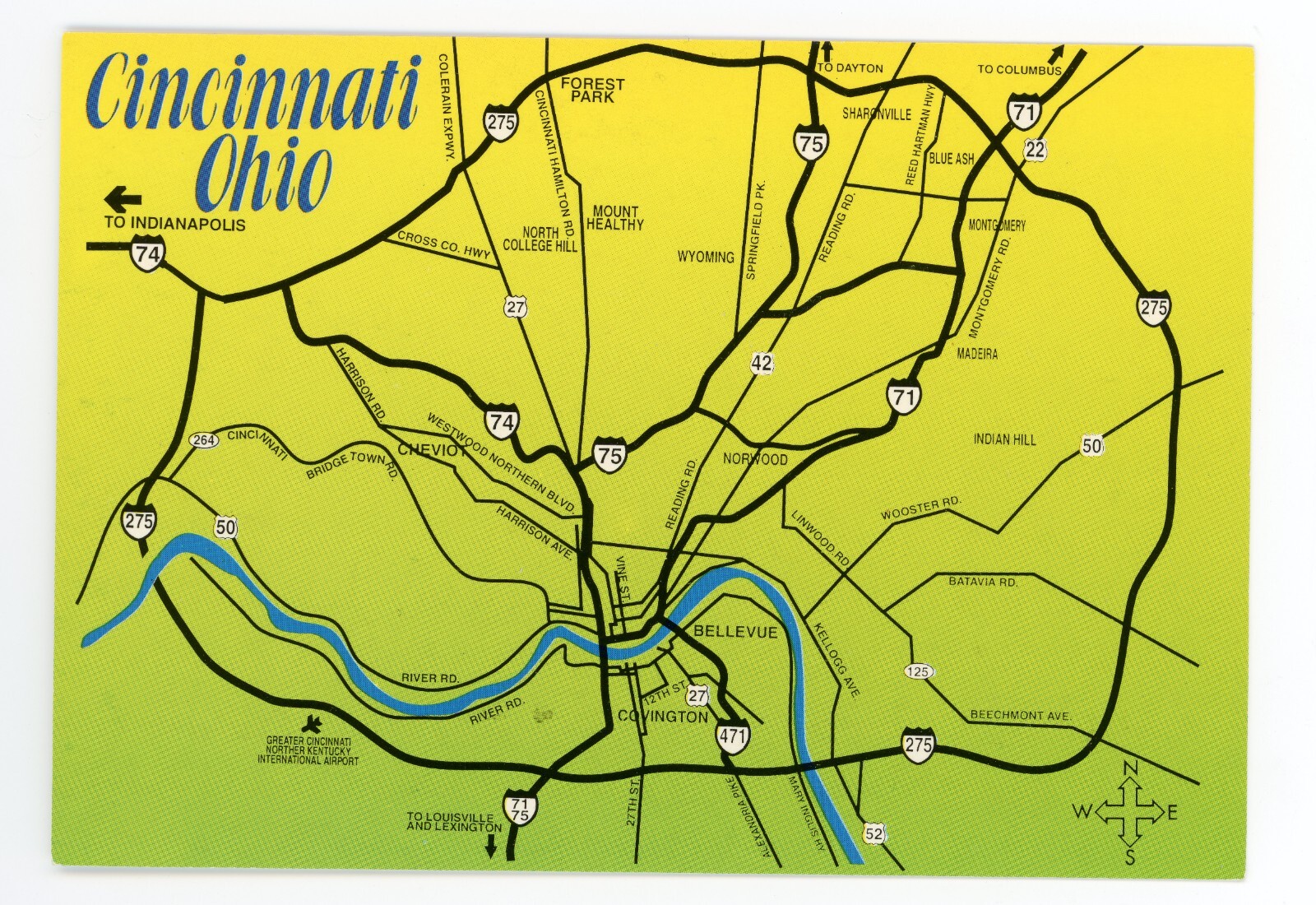 Postcard Cincinnati Ohio Map City Map