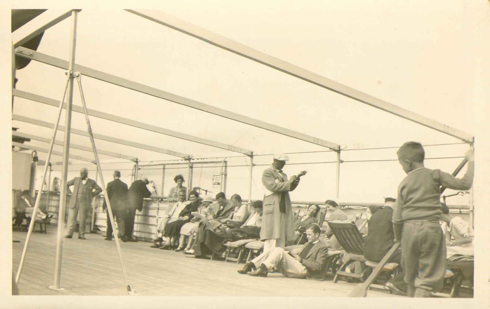 Steam Ship Postcard RPPC Antique c1930 On Board Real Photo Passengers Tourists N