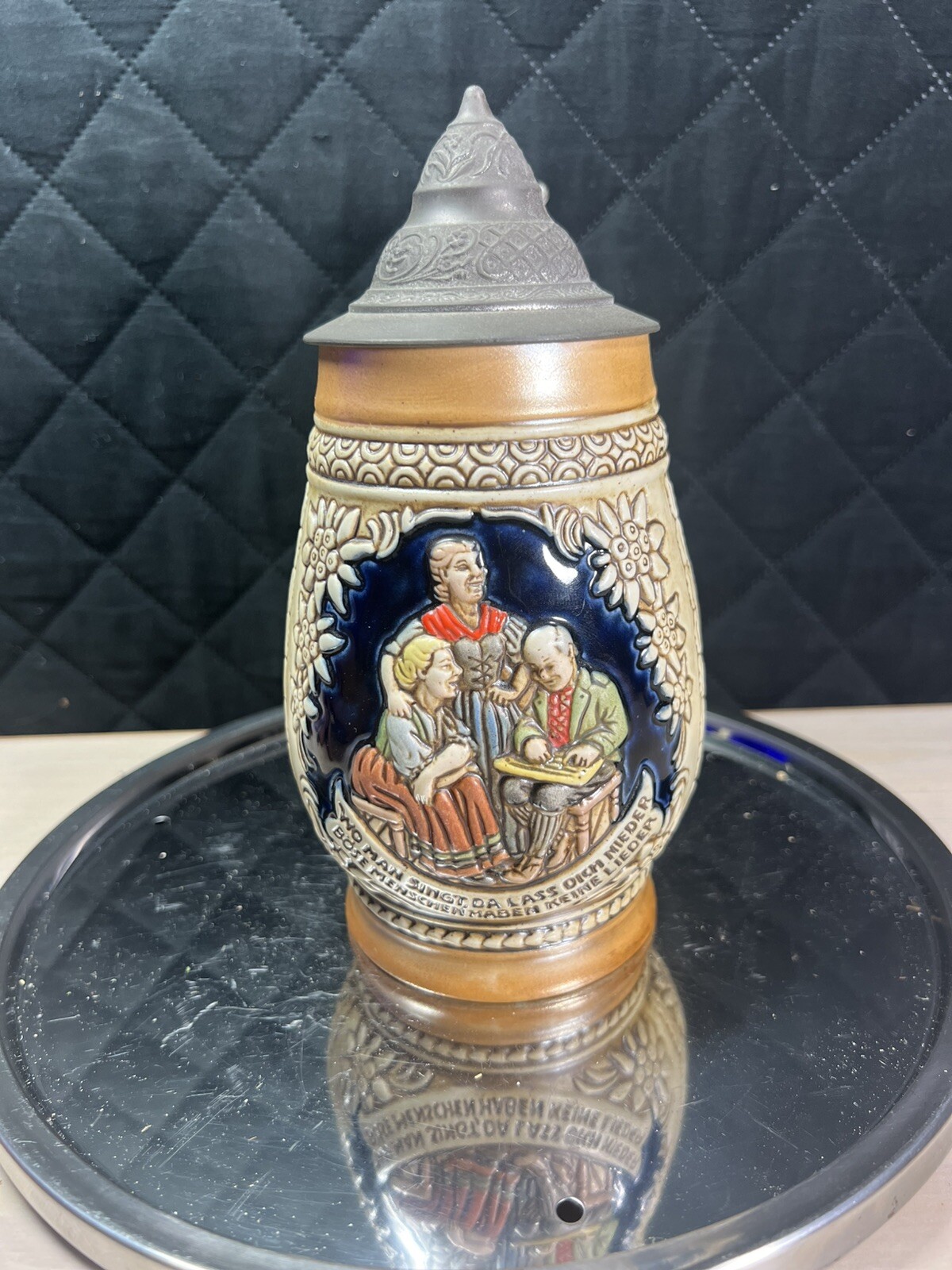 Vintage Ceramarte “Wo man singt da lass dich nieder” 24 oz German Beer Stein Mug