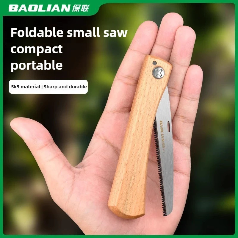 Mini Folding Manual Saw Non-Slip Wooden Handle Pull Foldable Saw Flush Cut Trim