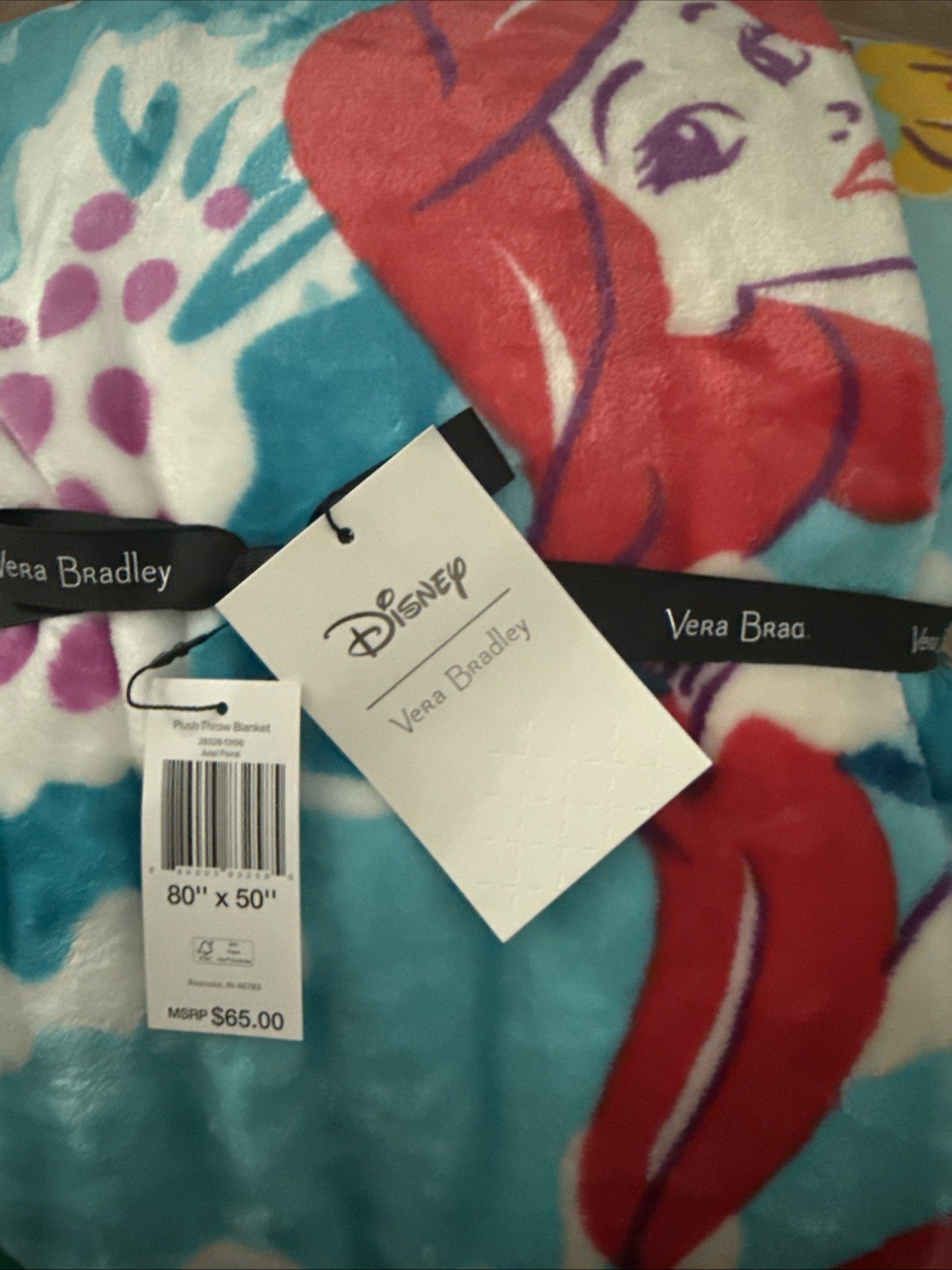 Brand New Vera Bradley Disney, The Little Mermaid Blanket Never Used