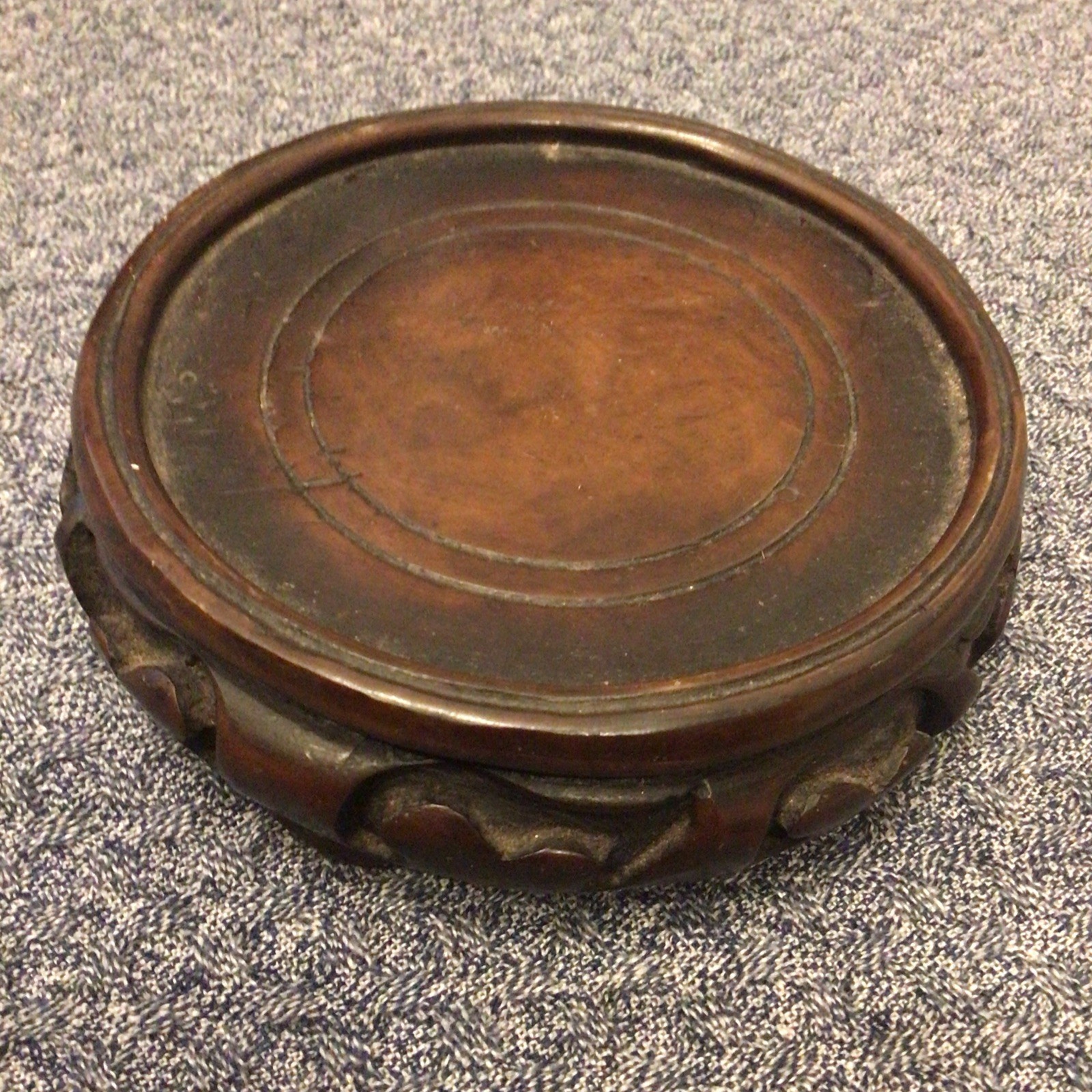 Vintage Chinese Hardwood Vase Base 5”