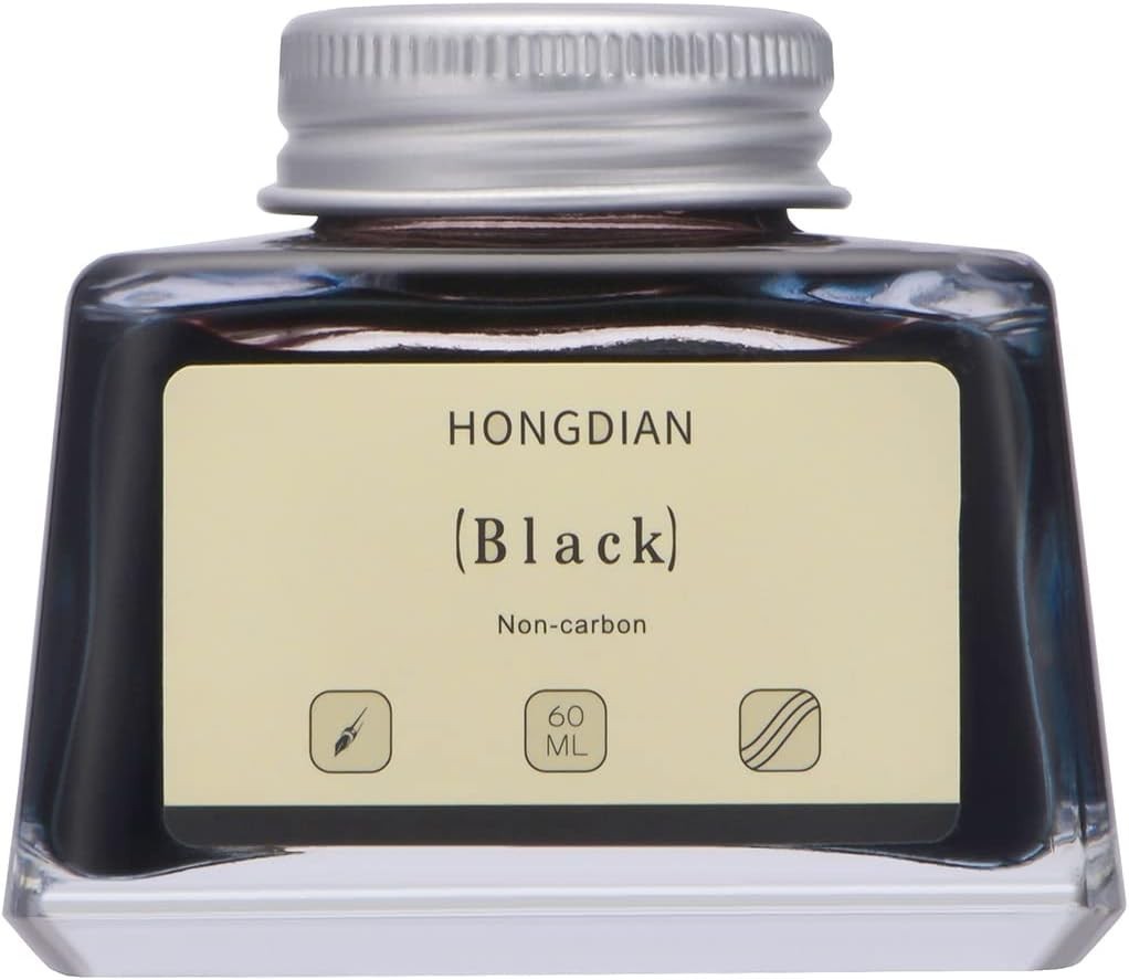 High-Quality Non-Carbon Black Ink, 60ml Glass Bottle for Fountain Pen Elegance