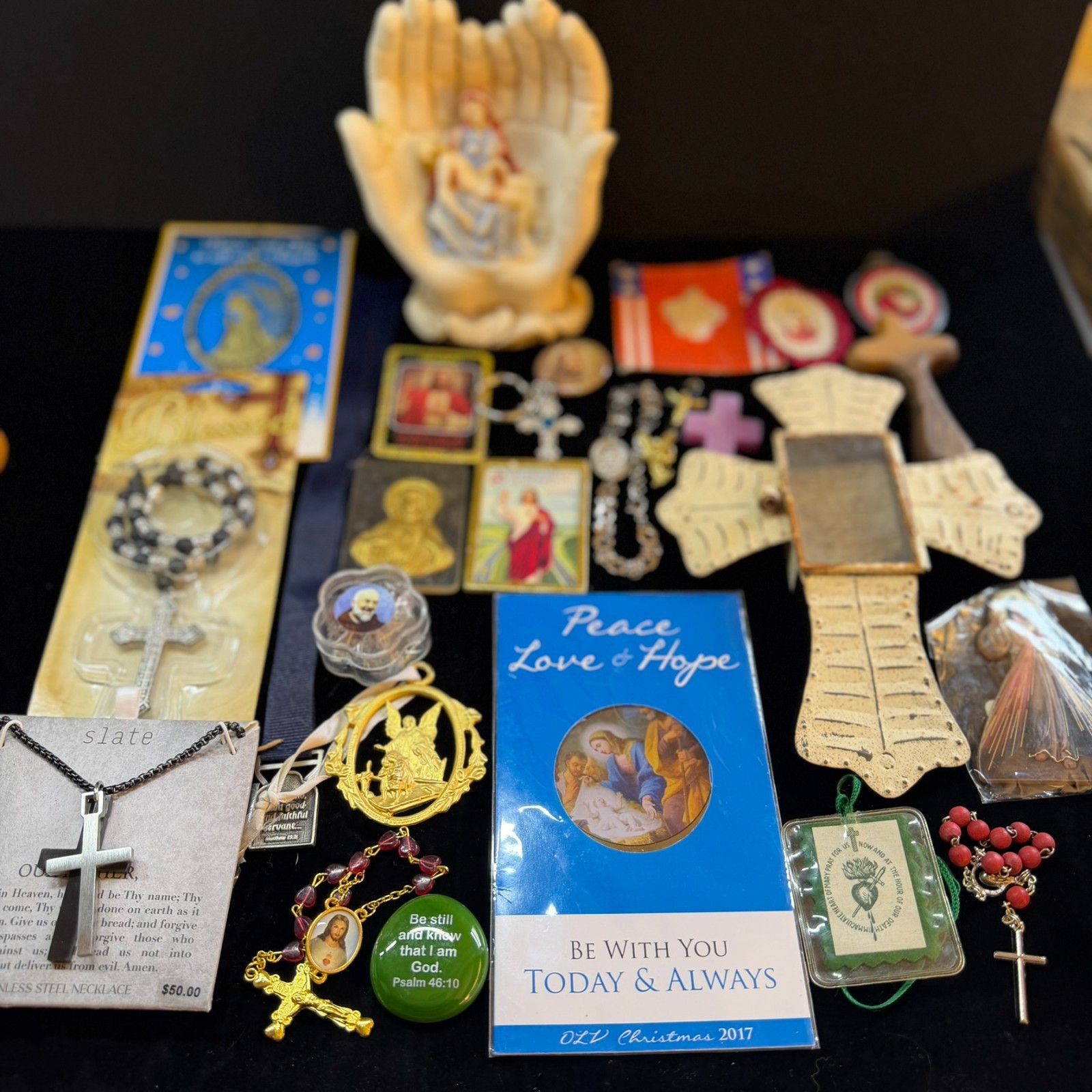 Vintage Catholic Religious What Nots Rosaries, Pins, Devotional Lot 1.9 Pounds Vintage Catholic Religious What Nots Rosaries, Pins, Devotional Lot 1.9 Pounds