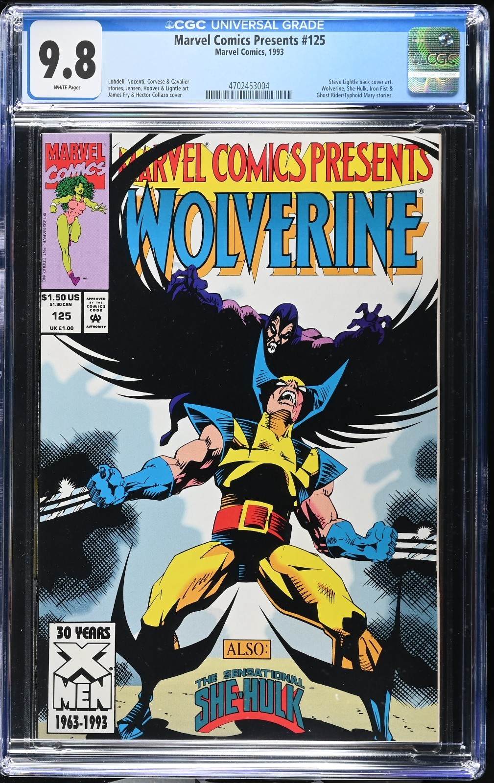 Marvel Comics Presents #125 CGC 9.8 WP NM/M 1993 Wolverine & She-Hulk HTF 🎯