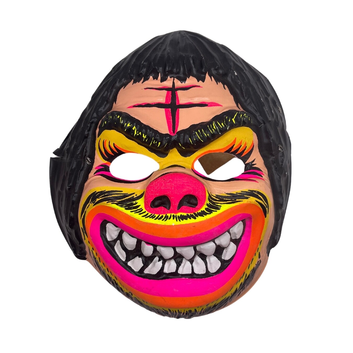 Vintage 1970s Collegeville Youth Halloween Mask Neon Clown with Original Tag Vintage 1970s Collegeville Youth Halloween Mask Neon Clown with Original Tag