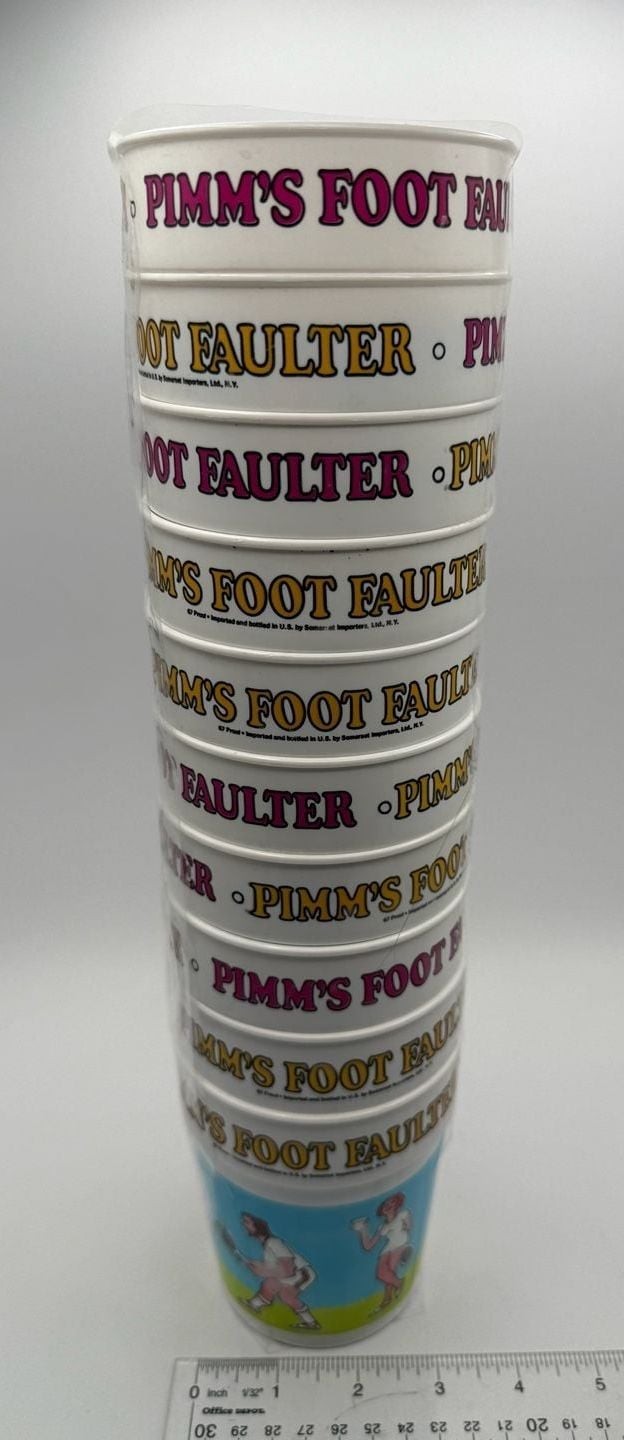 Vintage Pimm's Foot Faulter Plastic Cups Set of 10 Vintage Pimm's Foot Faulter Plastic Cups Set of 10