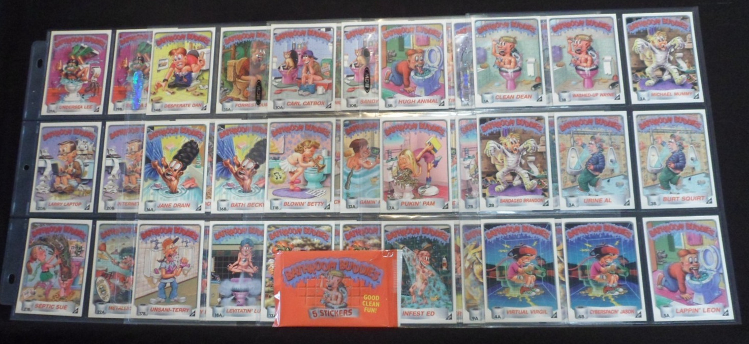 NM 1996 Bathroom Buddies (Topps) TEST SET of 44 Sticker Cards NM 1996 Bathroom Buddies (Topps) TEST SET of 44 Sticker Cards