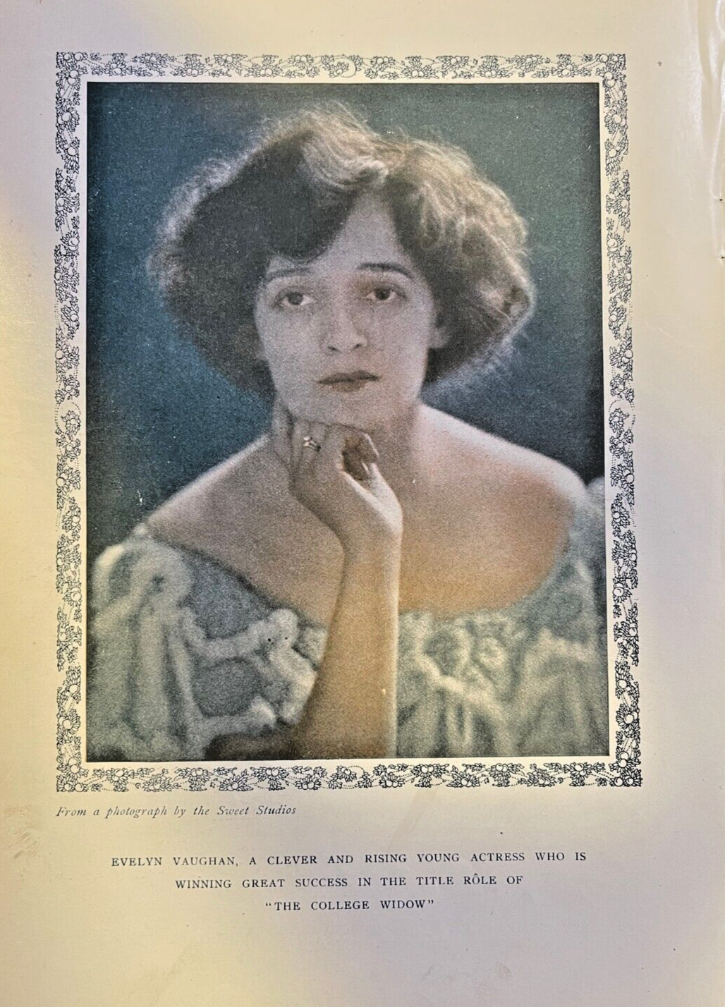 1907 Vintage Magazine Illustration Actress Evelyn Vaughan