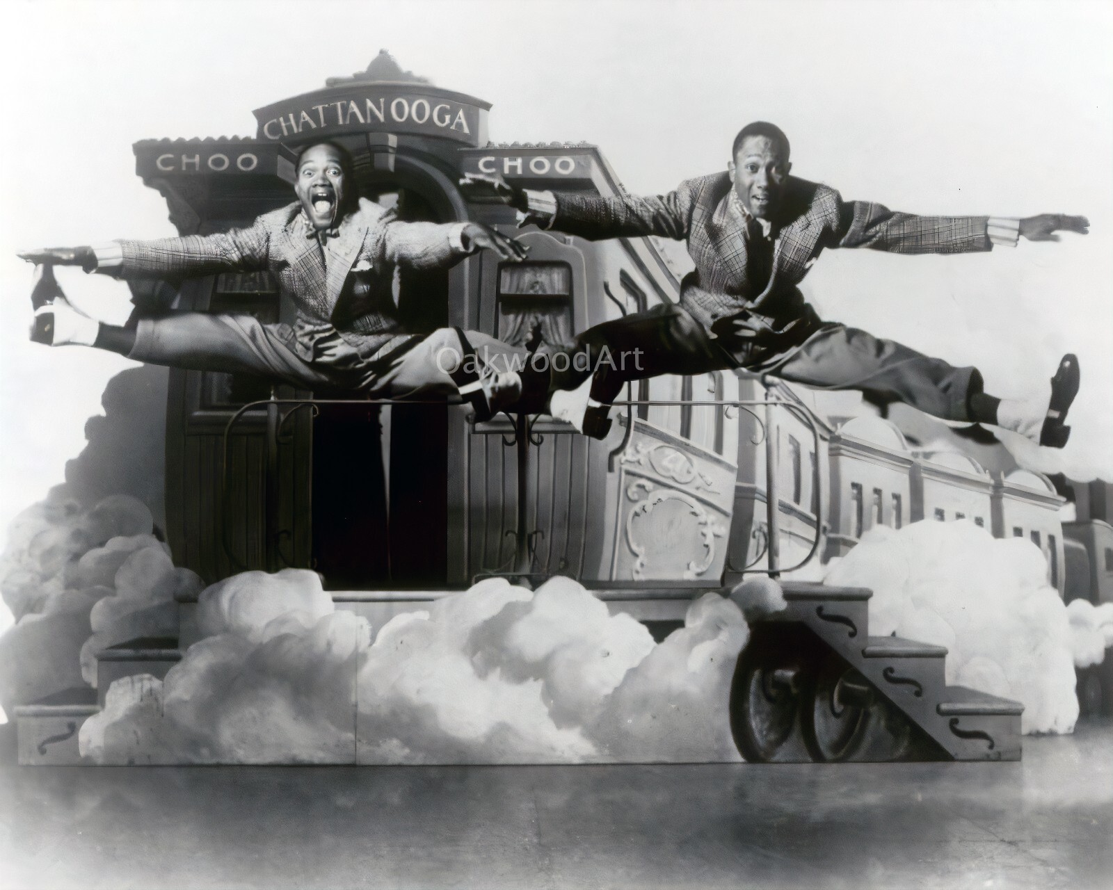 1941 NICHOLAS BROTHERS Leaping in Front of Train Caboose, Vintage Photo Reprint