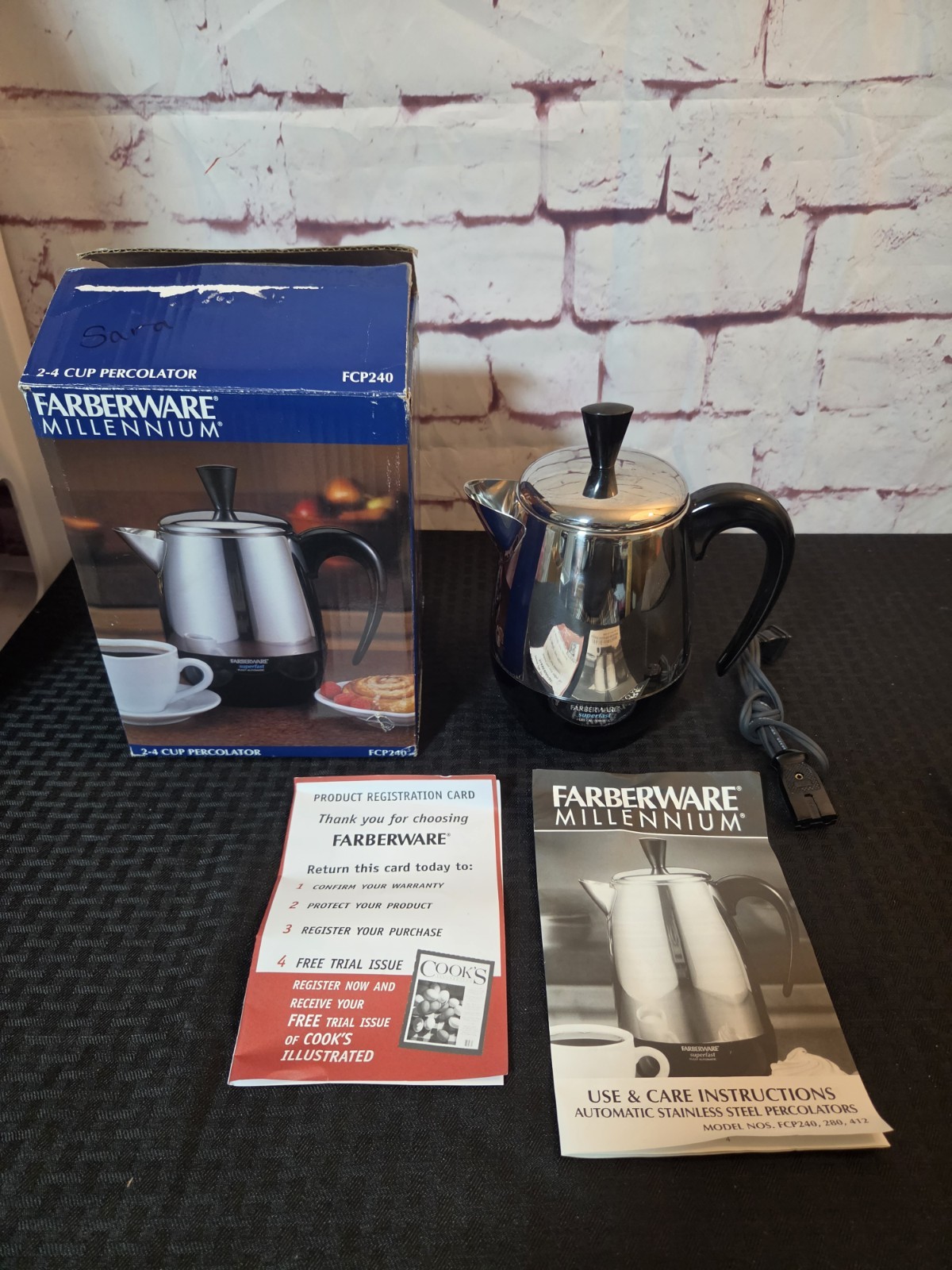 Farberware Millenium Coffee Percolator FCP240 Stainless Steel Basket Automatic Farberware Millenium Coffee Percolator FCP240 Stainless Steel Basket Automatic