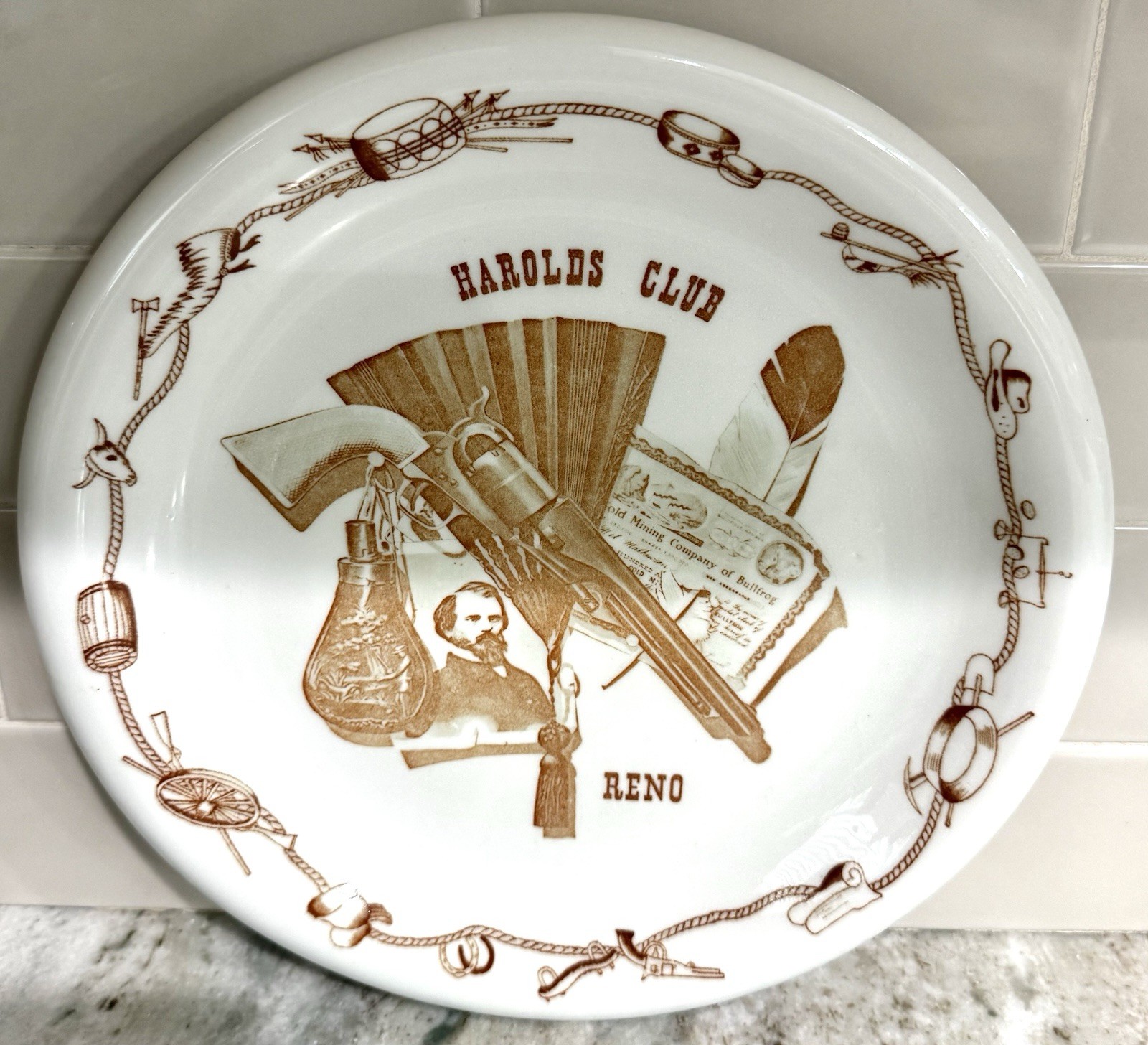 Vintage Harold’s Club Reno Casino Plate 11” Sterling Vitrified China Western