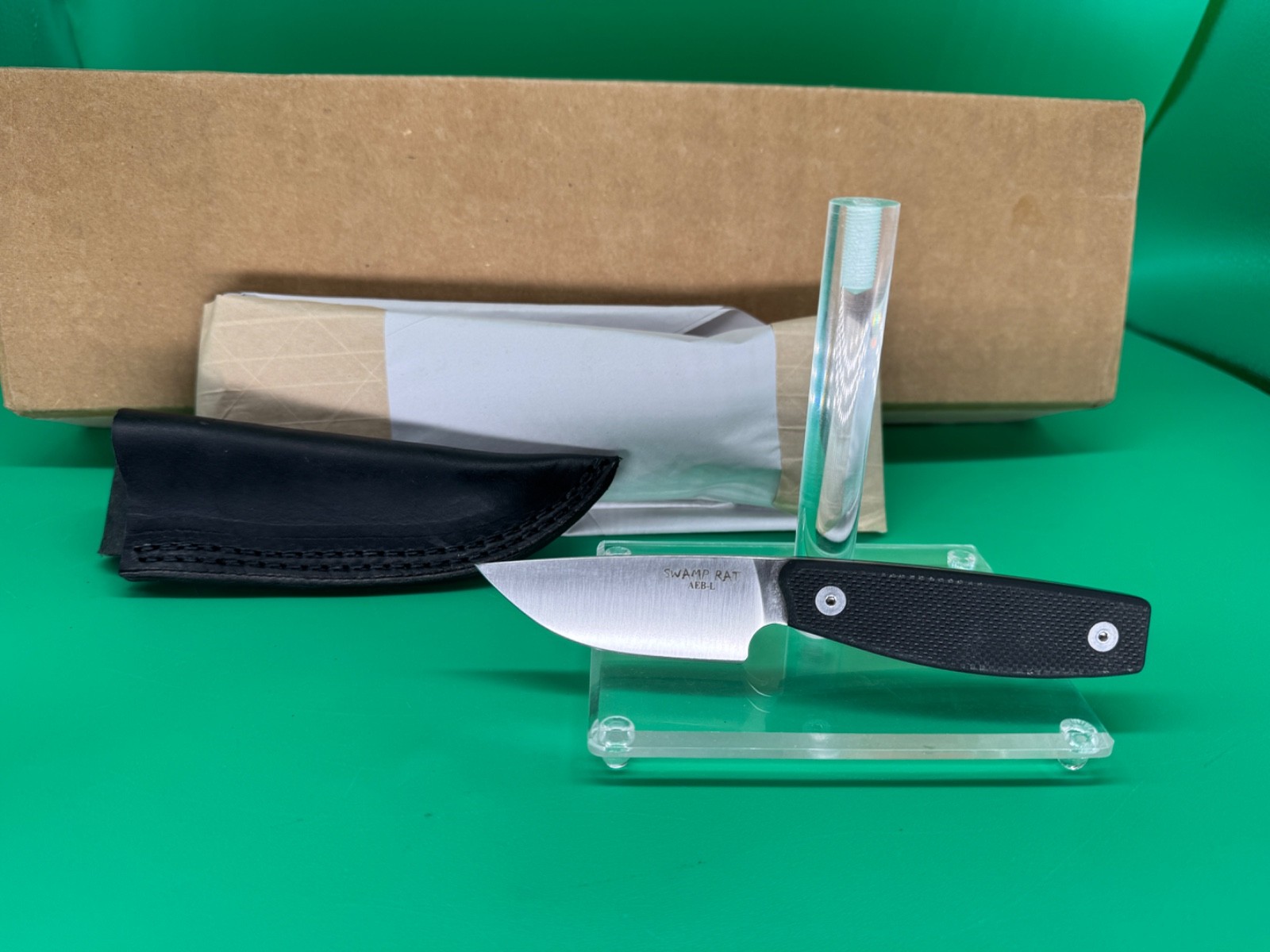 RARE GENUINE- BUSSE SWAMP RAT RATIVORE Fixed Blade Knife w/Leather Sheath (NEW)