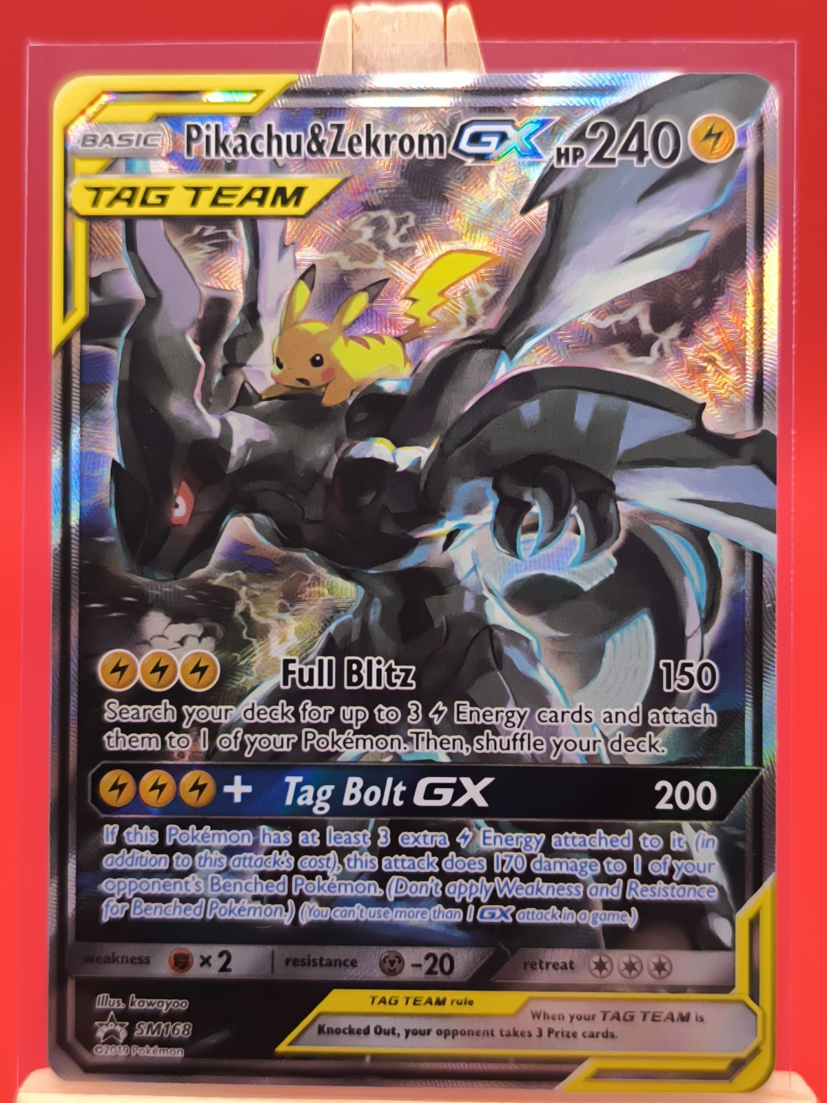 Pikachu & Zekrom Tag Team GX SM168 Alternate Full Art Holo Promo Pokemon Card Pikachu & Zekrom Tag Team GX SM168 Alternate Full Art Holo Promo Pokemon Card
