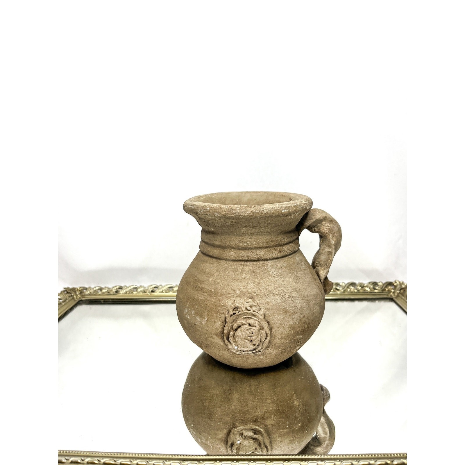 Vintage European Organic Primitive Clay Pottery Jug pitcher / Vase