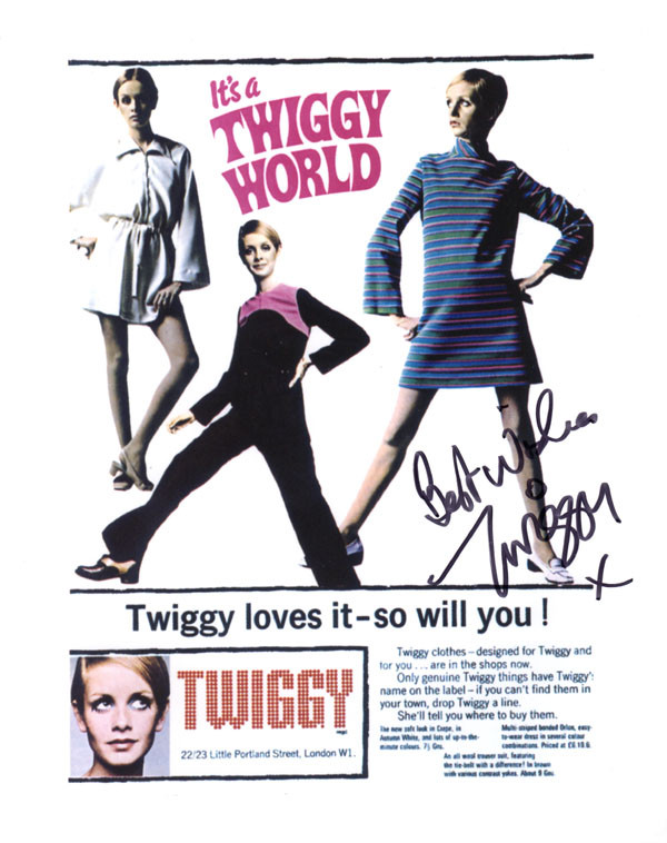 TWIGGY LAWSON SIGNED AUTOGRAPHED 8x10 PHOTO 1960\'s ICON VERY RARE BECKETT BAS