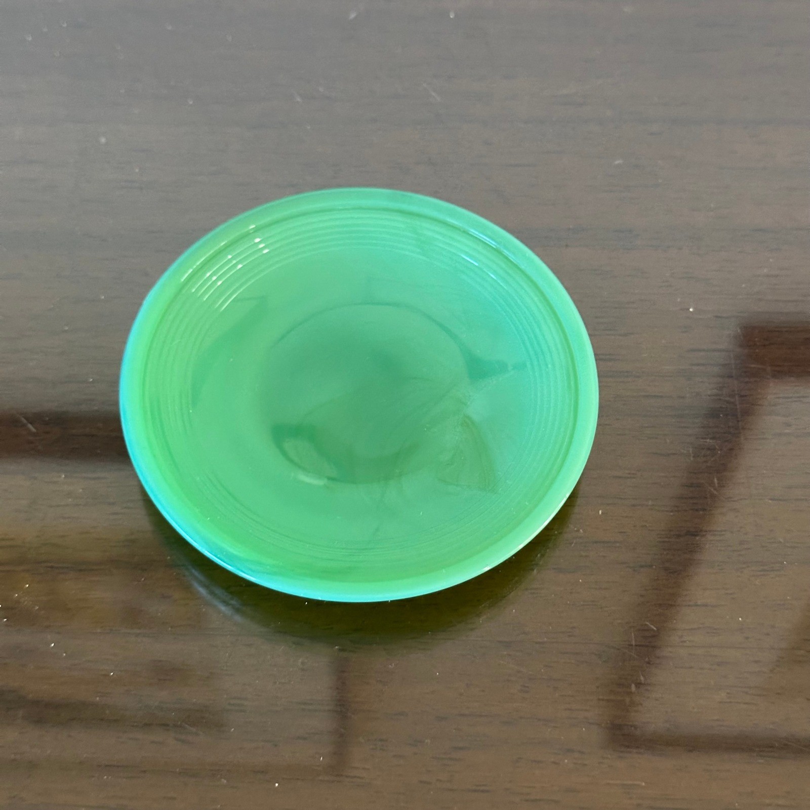 Vintage Akro Agate Small Plate Childs Tea 3.25 inch Jadeite Green Slag Glass
