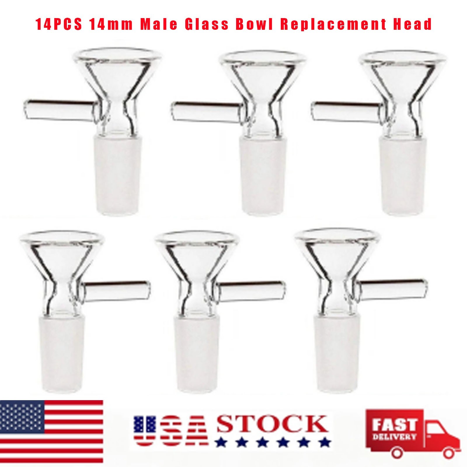 14PACK 14MM Male Glass Bowl For Water Tobacco Pipe Bong Replacement Head-US SHIP