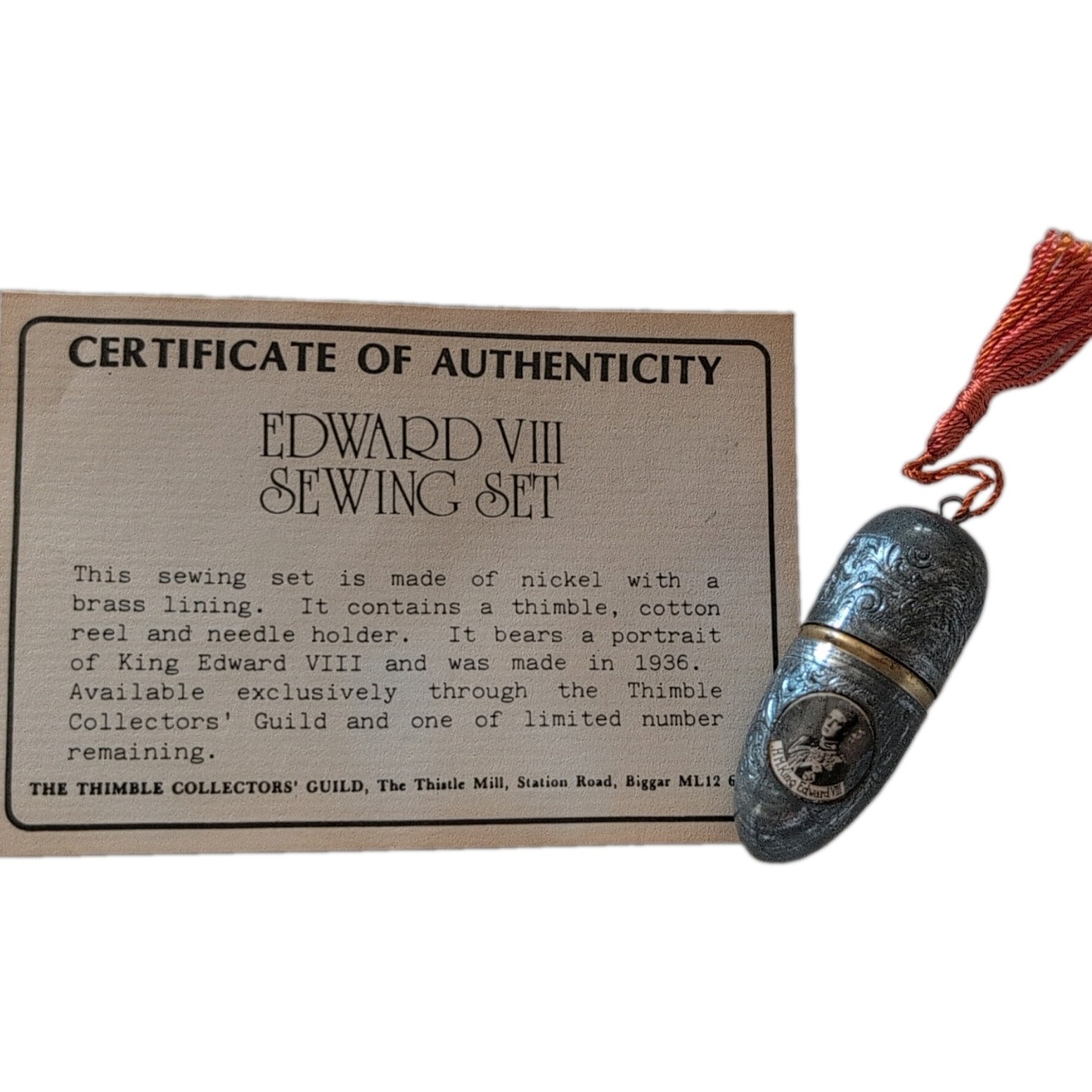 Edward VIII Vintage Original Sewing Set/Etui w/ Thimble Collectors\' Guild COA Edward VIII Vintage Original Sewing Set/Etui w/ Thimble Collectors\' Guild COA