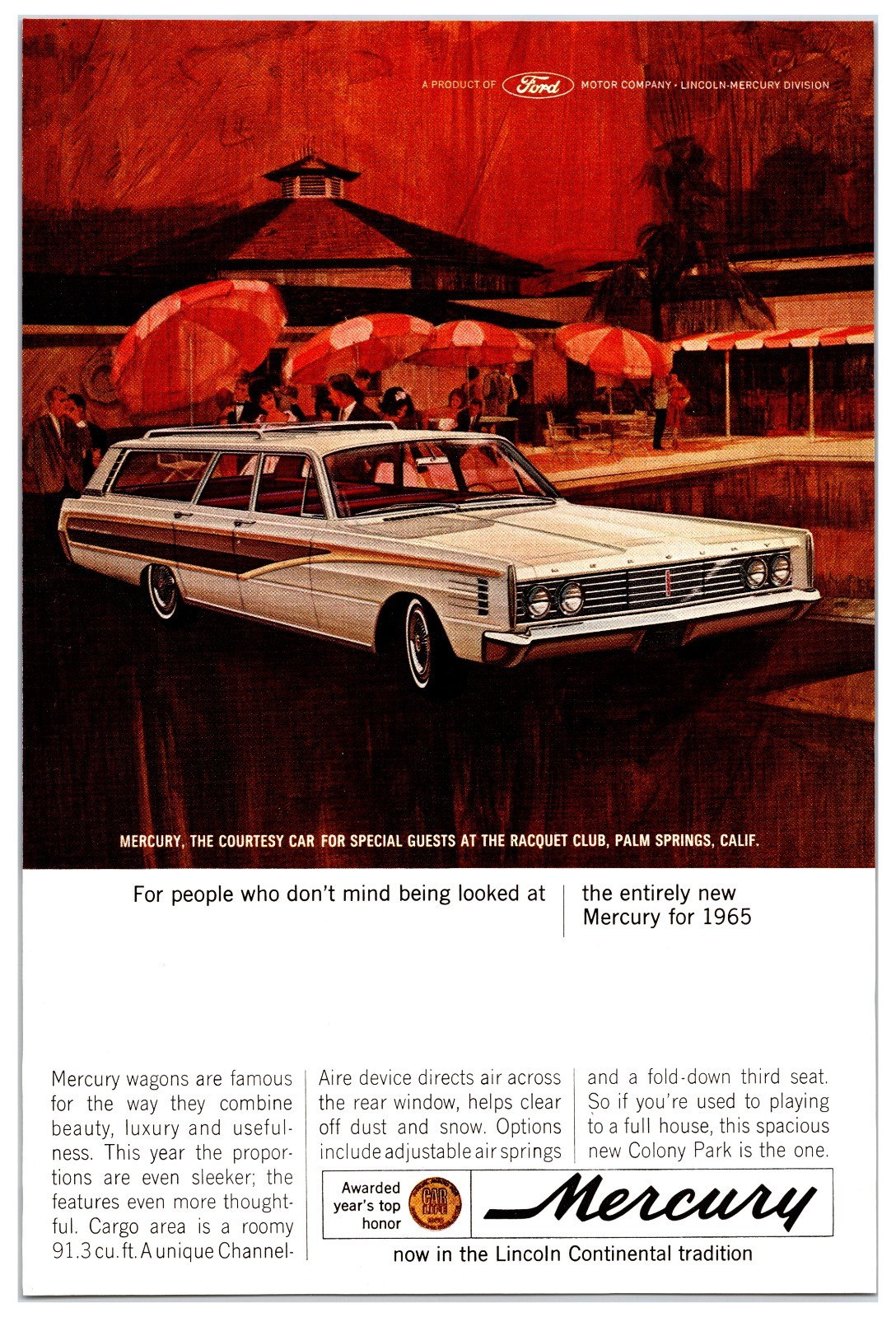 Original 1965 Mercury Station Wagon Car Print Ad (7in x 10in) Advertisement