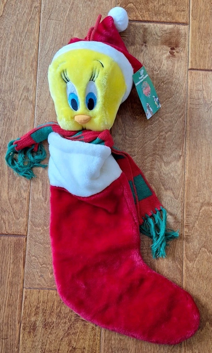 Vintage Tweety Bird Plush Christmas Stocking Warner Brothers Studio 1998