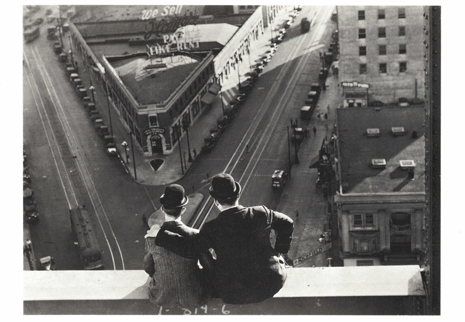 Laurel & Hardy on Skyscraper Ledge “Liberty” 1929 Hal Roach Leo McCarey Postcard