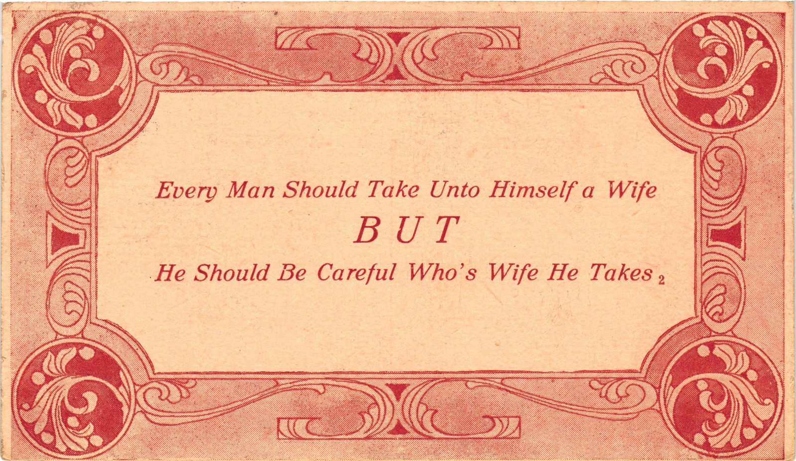 1913 Comic Postcard Marriage Humor Every Man Wife Quote Vintage