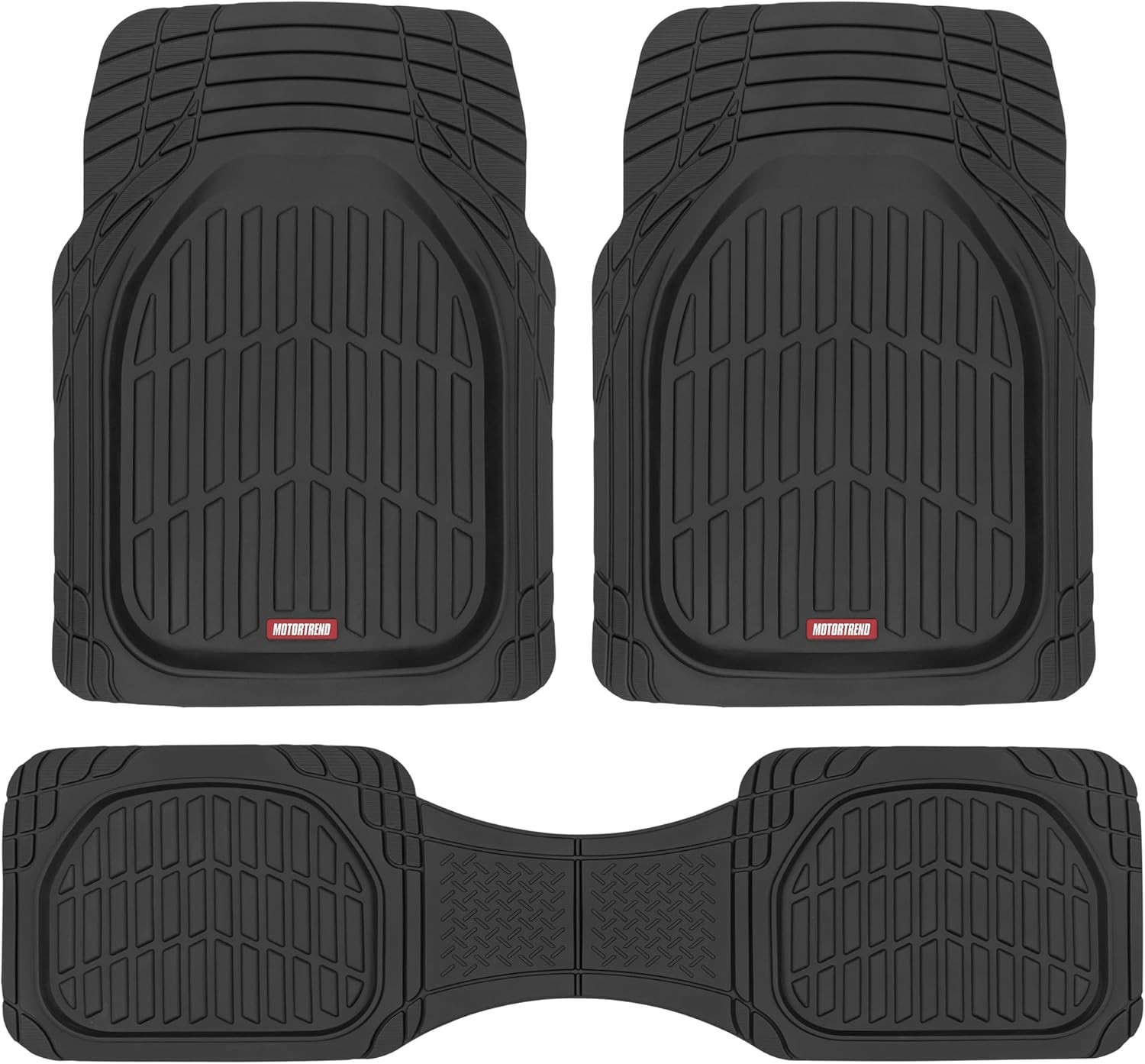 Flextough Floor Mats for Cars, Black Deep Dish All-Weather Car Mats, Waterproof