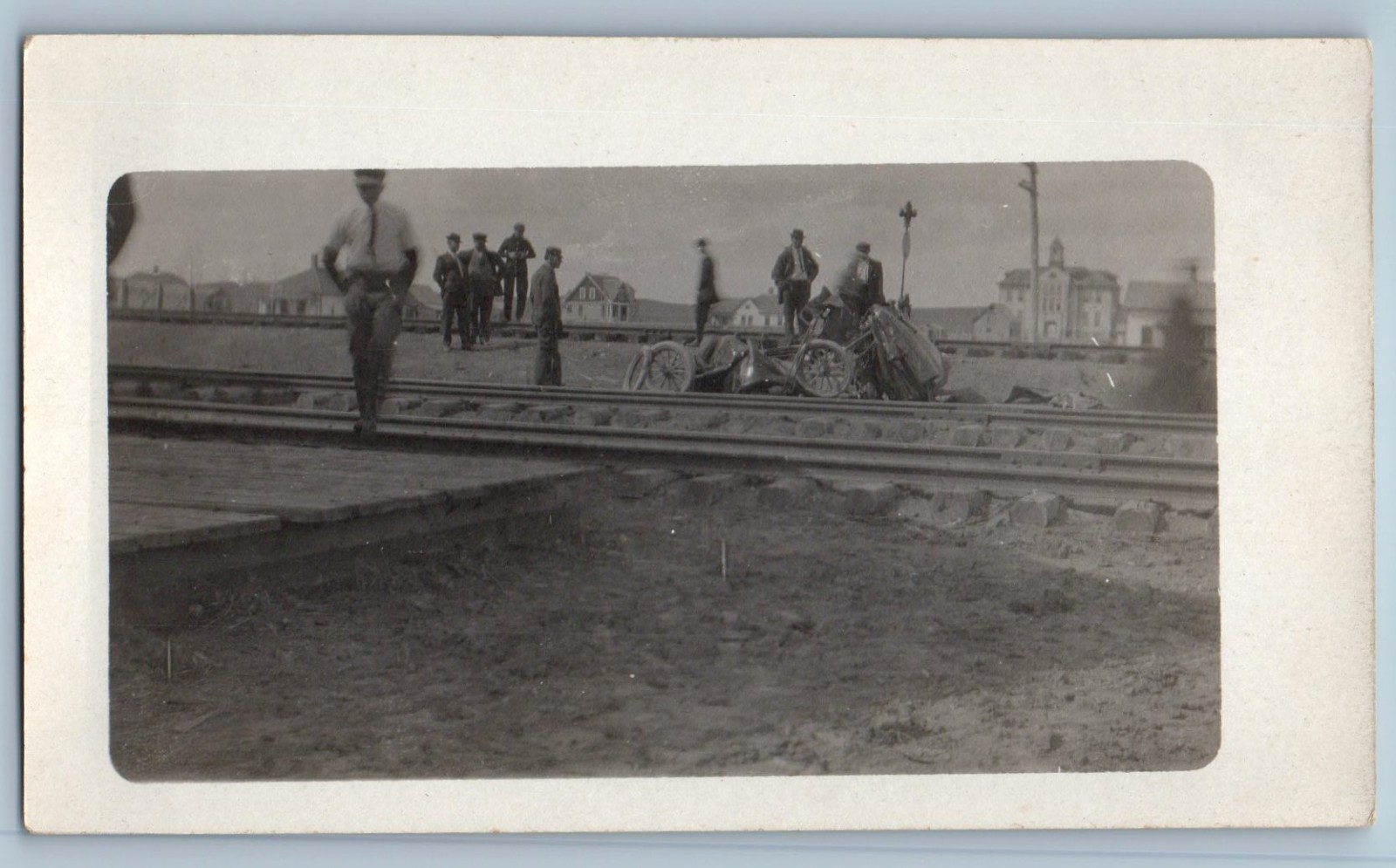 c1910's Car Train Wreck Accident # 1 RPPC Photo Unposted Antique Postcard