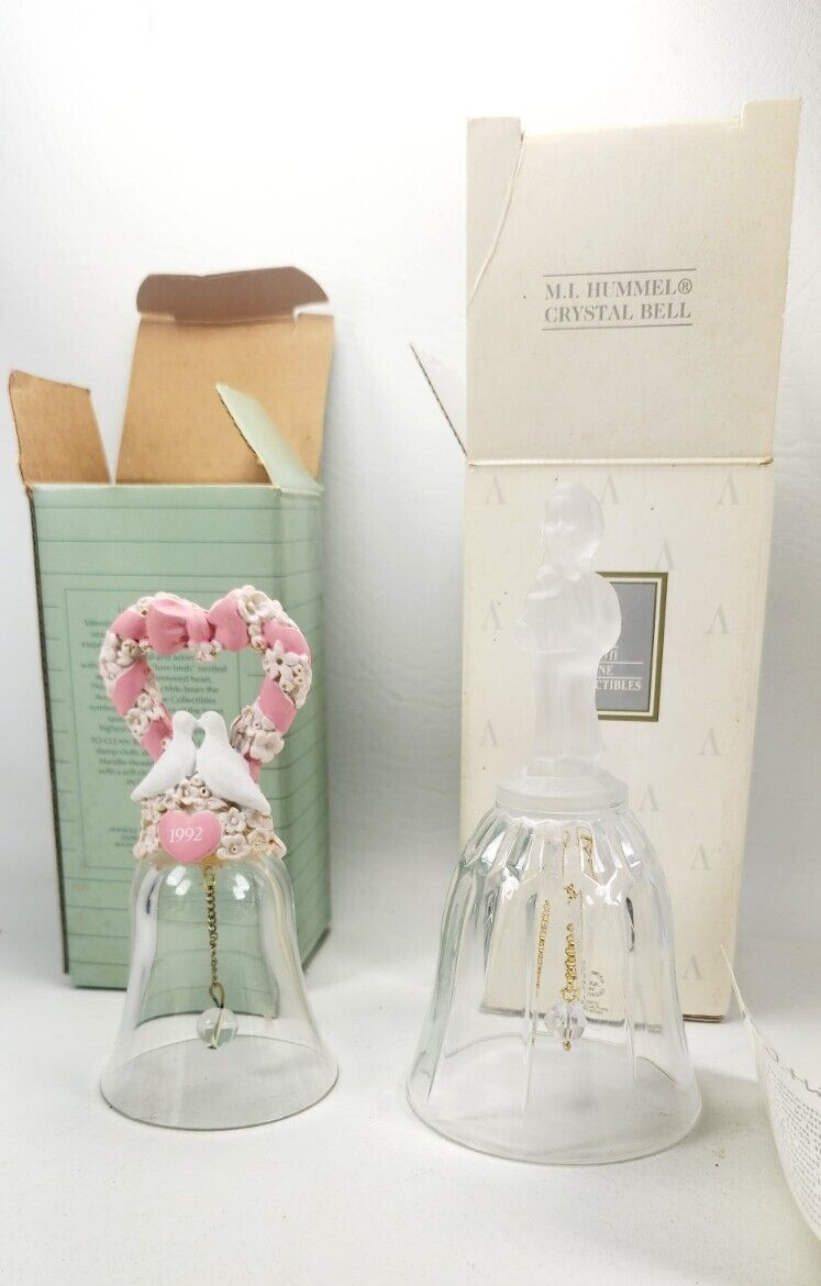 Vintage 1992 1994 Lot of 2 Avon crystal bells with original boxes unused