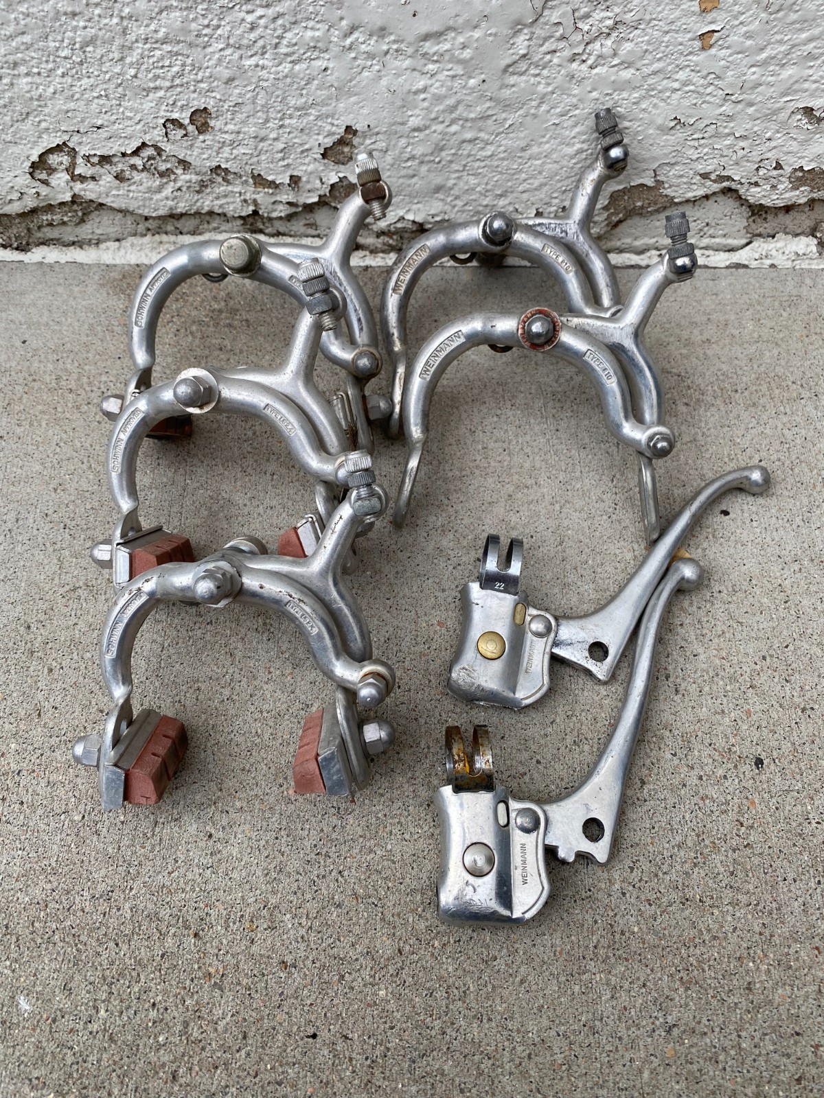 Five (5) Various Schwinn Approved Brake Calipers 1960’s Weinmann, 2 Levers