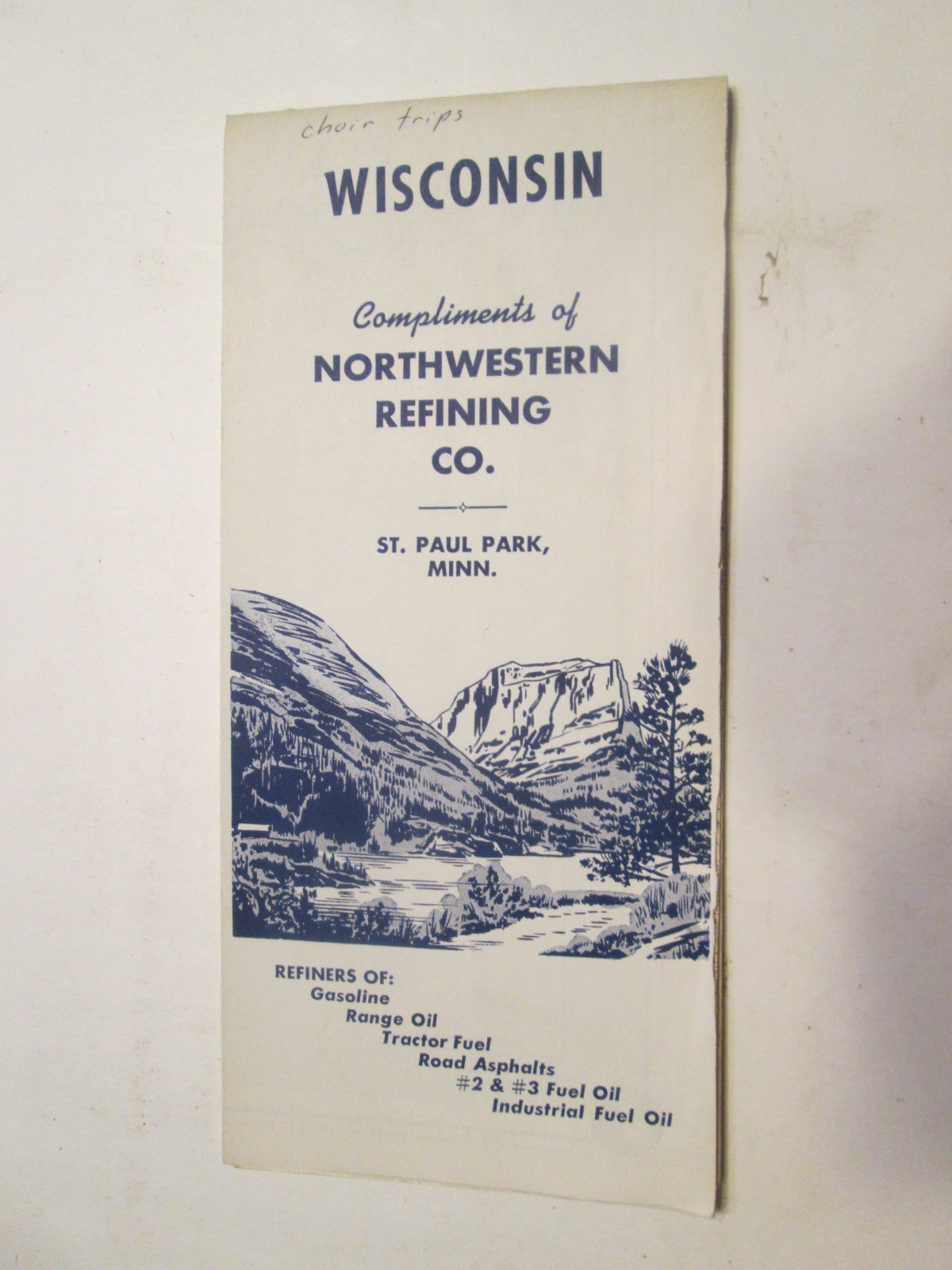 Northwestern Refining Gas Oil Road Map of Wisconsin 1950