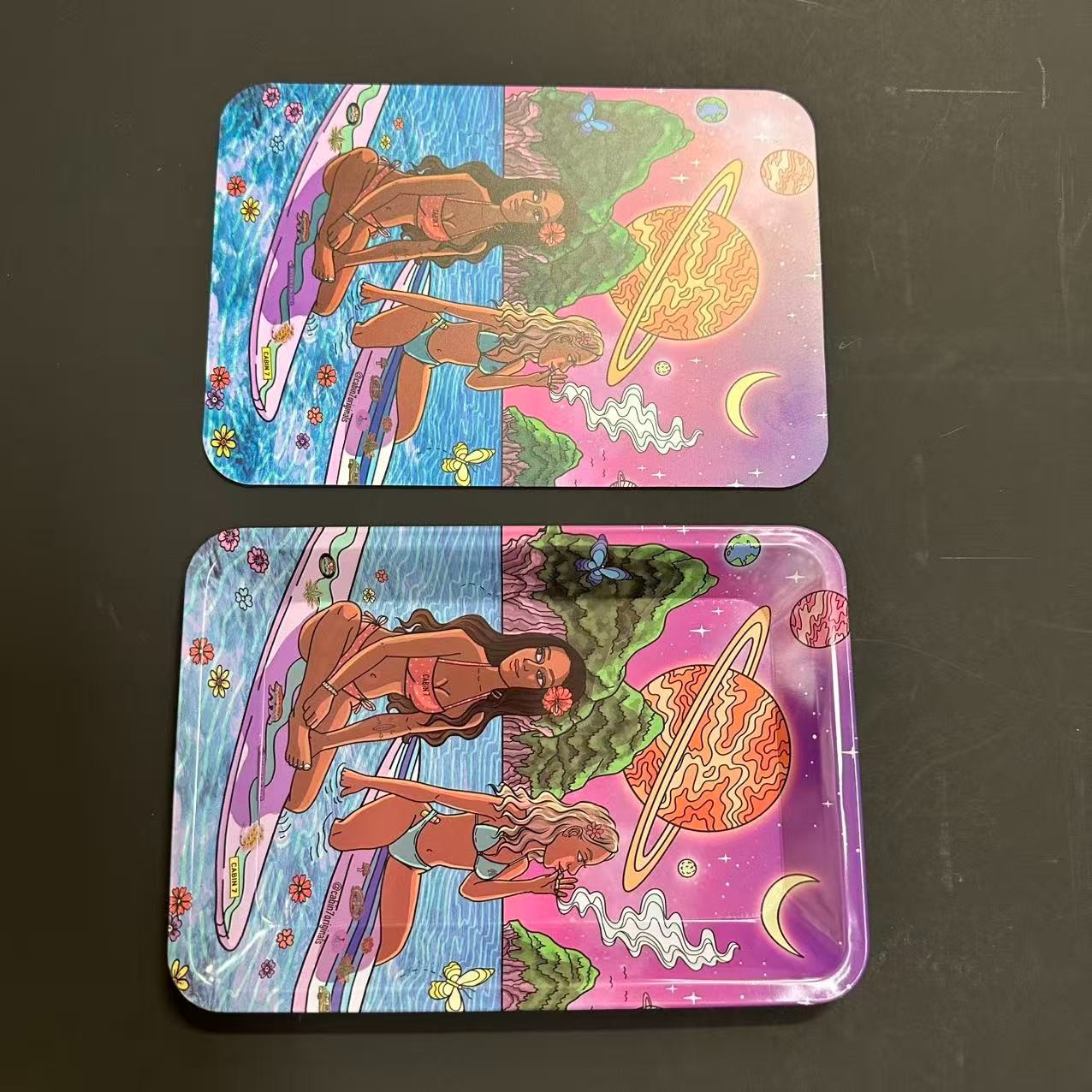 Small Metal Rolling Tray w/ PVC Soft Magnetic Lid | 7\ Small Metal Rolling Tray w/ PVC Soft Magnetic Lid | 7\