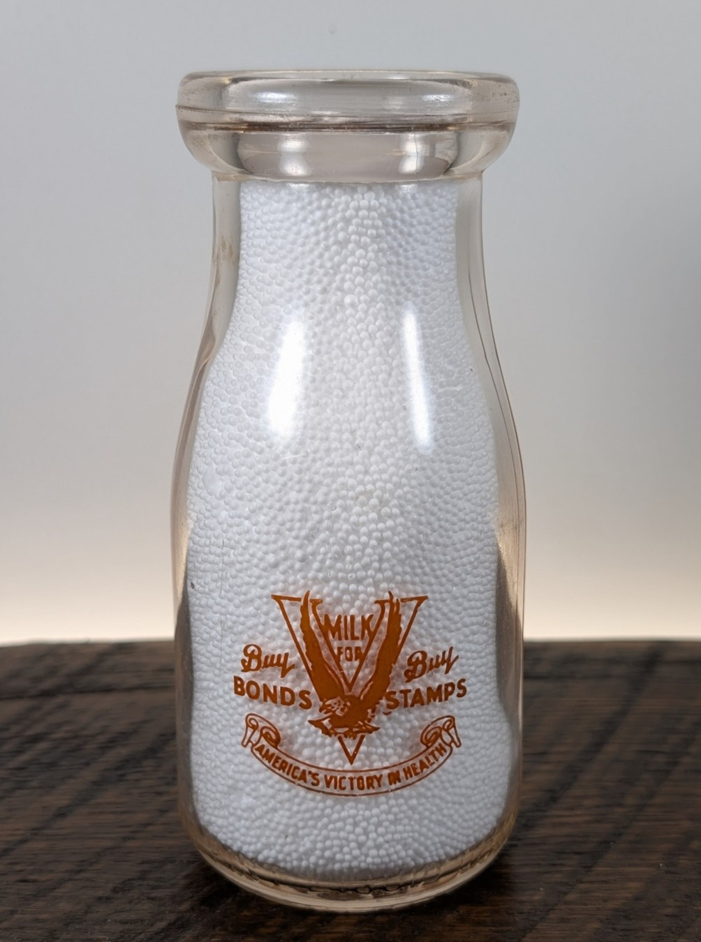 Half Pint Lenick's Dairy War Bonds LaPorte La Porte IN IND INDIANA Milk Bottle