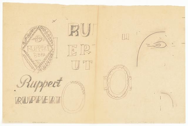Photo:New York NY 1930s Ruppert Beer logo truck graphic design sketches