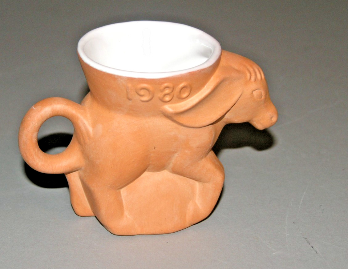 Vintage Frankoma Pottery  1980 Democrat Donkey DEM Political Bisque Mug 4\