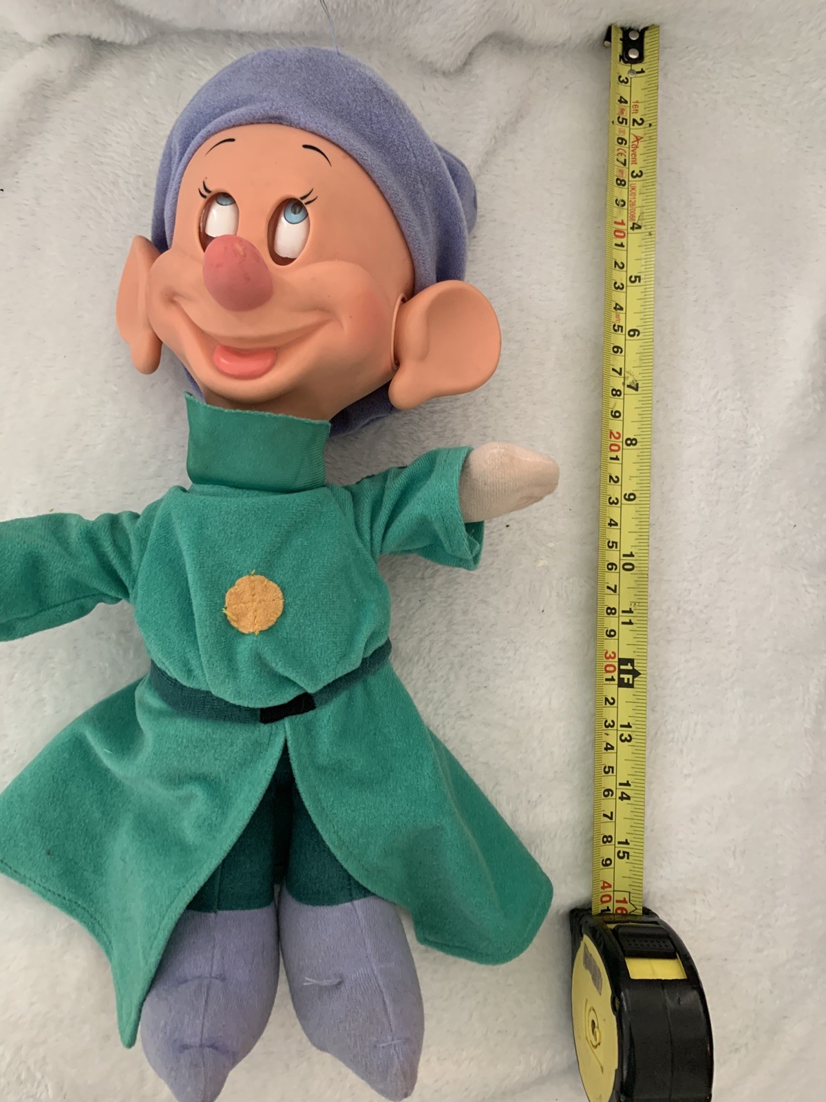 Vintage 1993 Mattel Disney Dopey Plush Doll Pull Ears Moving Eyes Snow White Toy