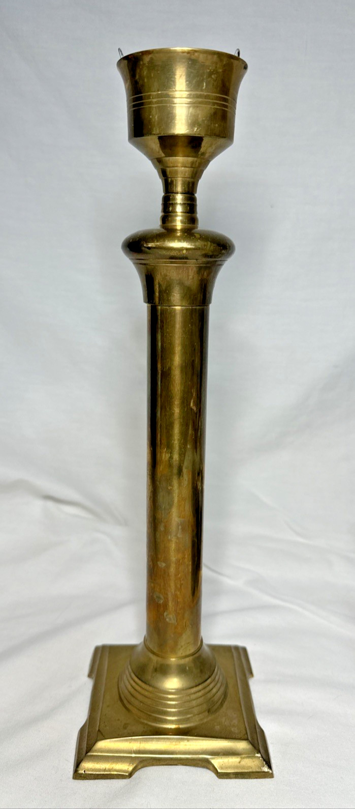 Vintage 13\'\' Brass Candlestick Candle Holder Column MCM Square Base Art Deco