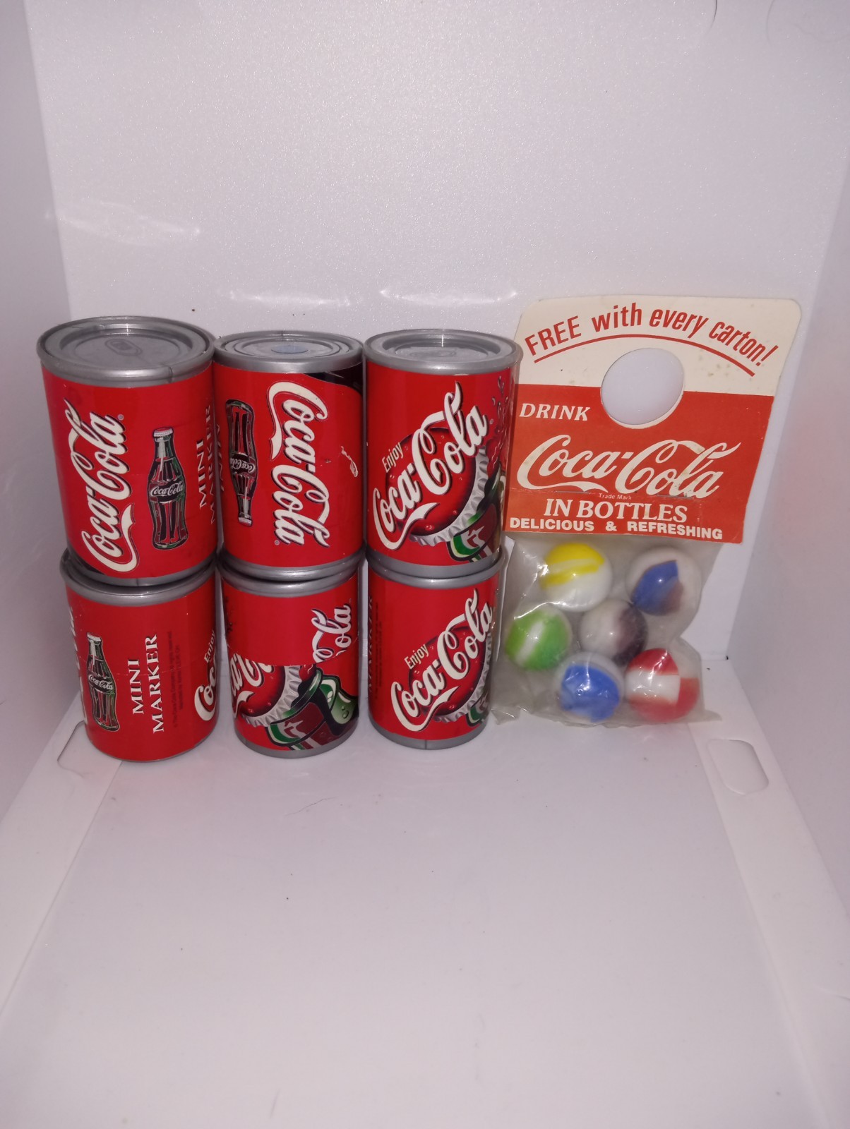 Coca-Cola Lot Bottle Topper Marbles And Some Cans Coca-Cola Lot Bottle Topper Marbles And Some Cans