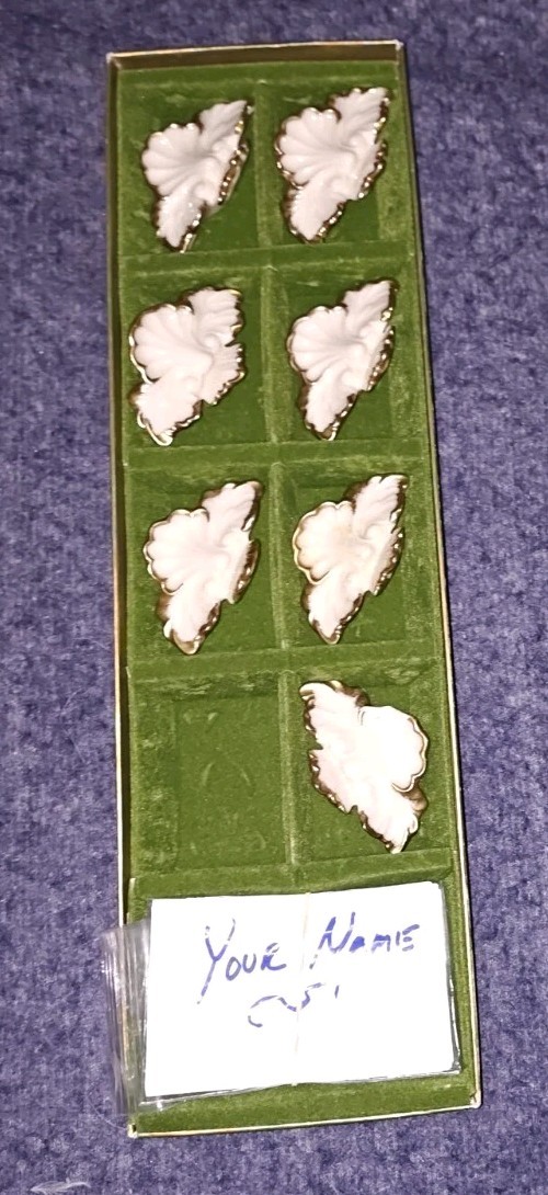 Rare Vintage Lenox Tiara Fine China Place Card Holders Set of 7 W/ Box See Desc.
