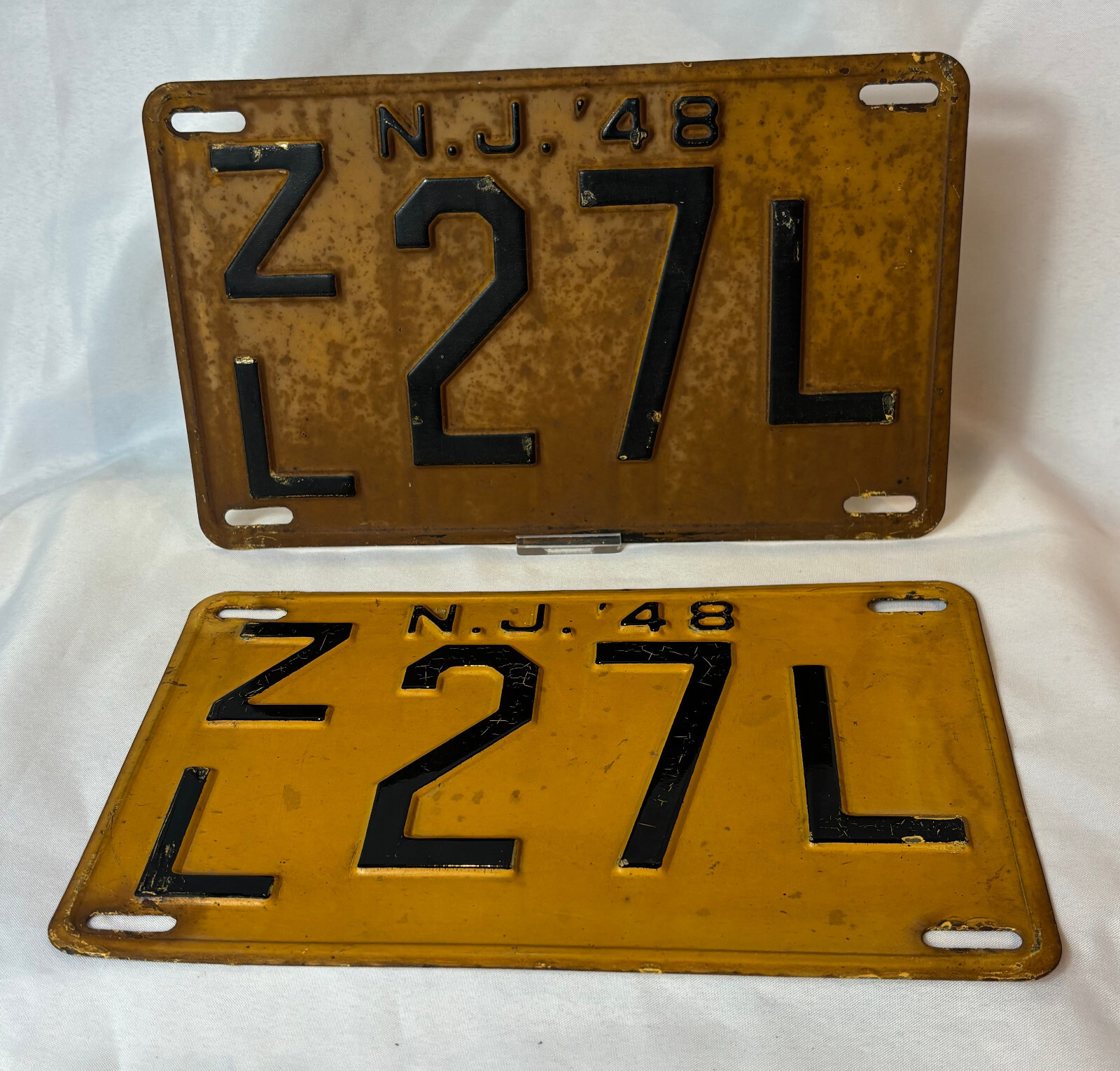 1948 New Jersey License Plates ZL27L N.J. \'48  Vehicle Tag