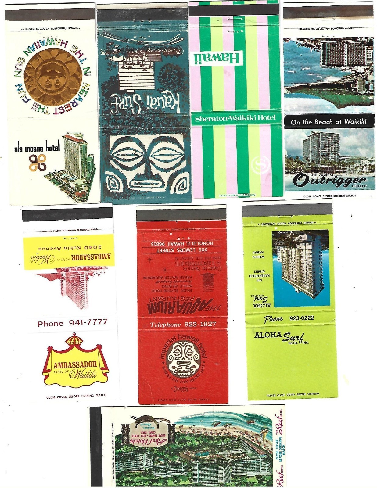 8 OLD Hawaii Hotel   Matchcovers