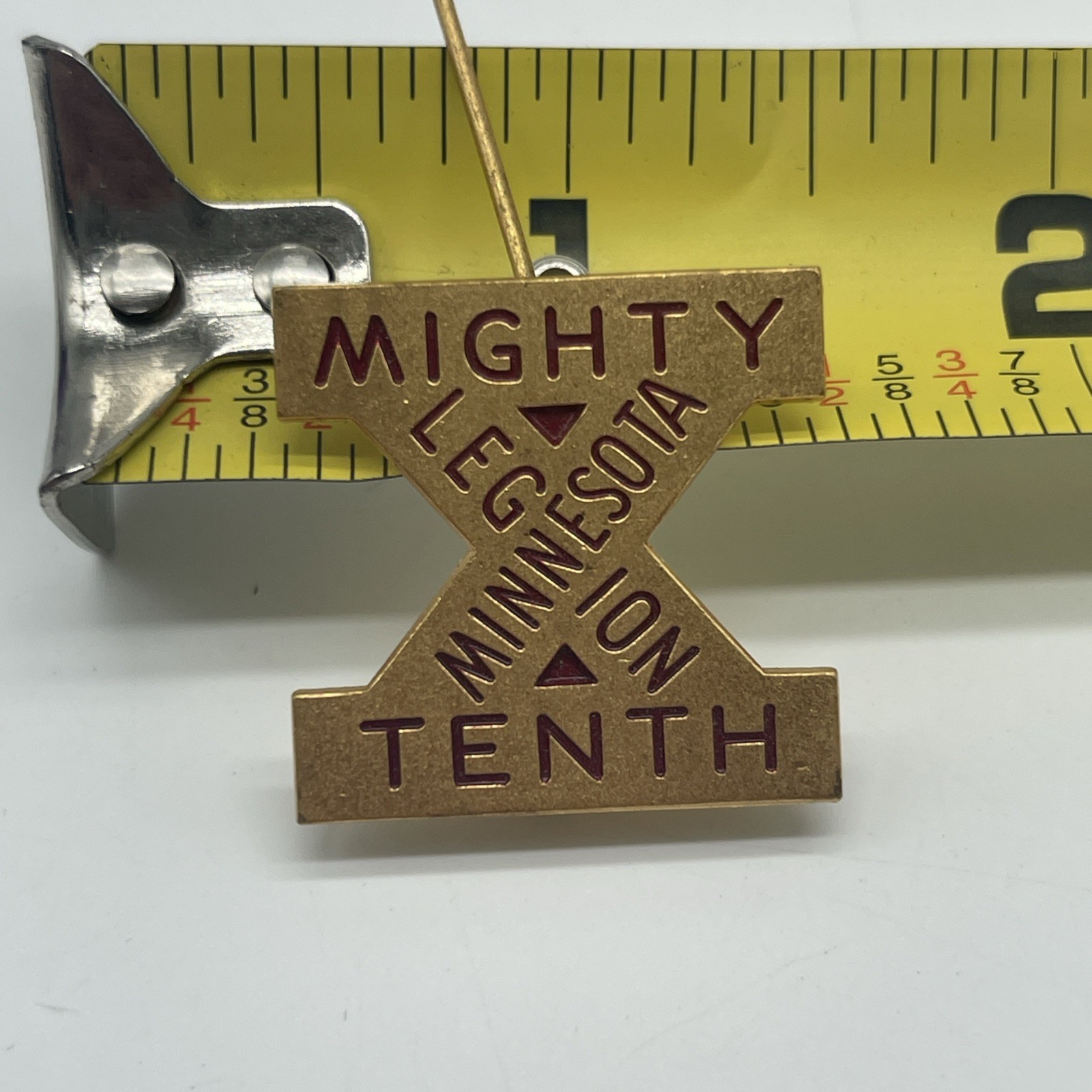 Vintage 10th District X MIGHTY TENTH LEGION OF MINNESOTA Pin Back DI DUI Crest