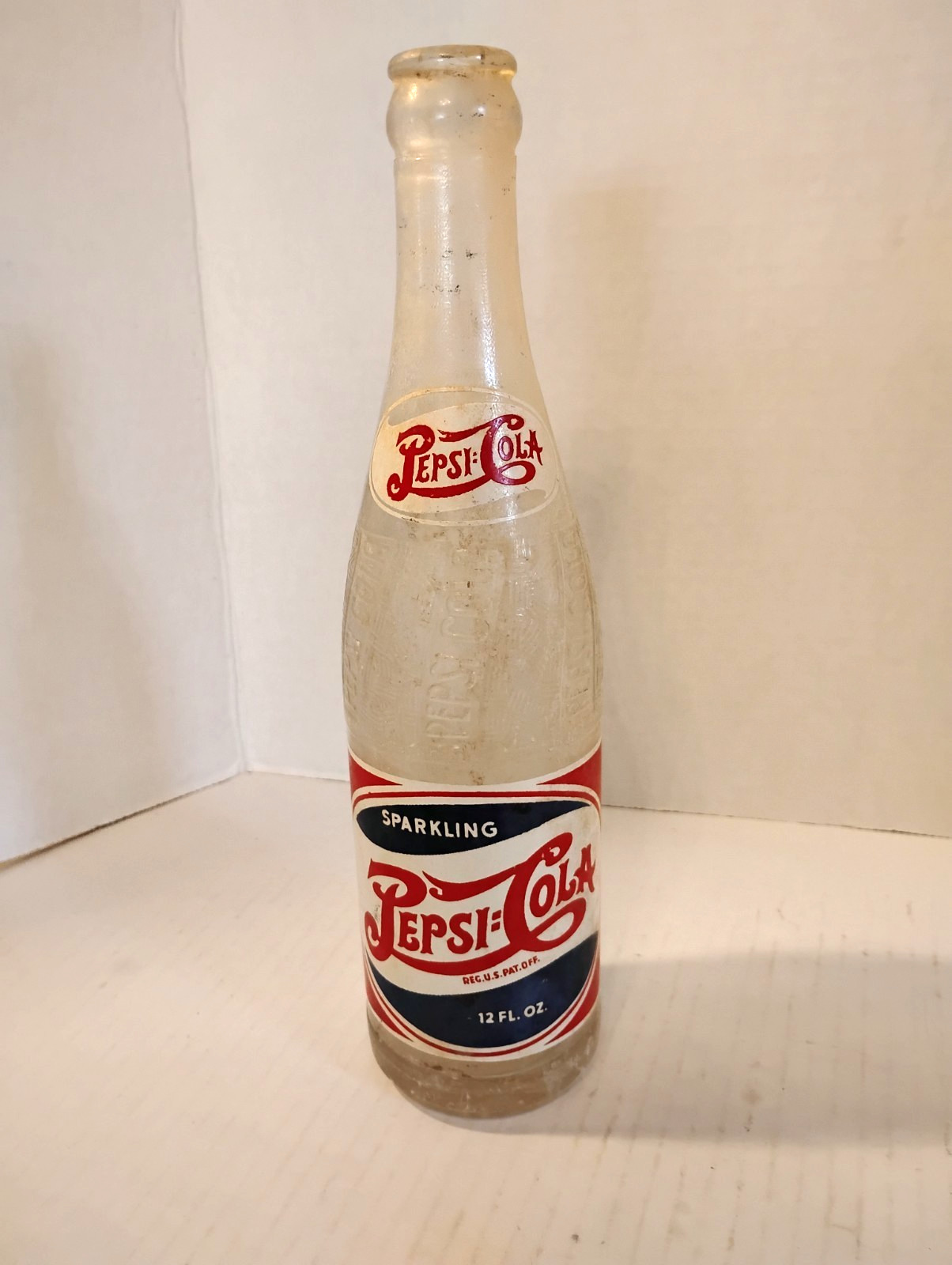Vintage Soda Bottle, Pepsi Cola, Red White Blue, Double Dot Pepsi, Brownwood TX